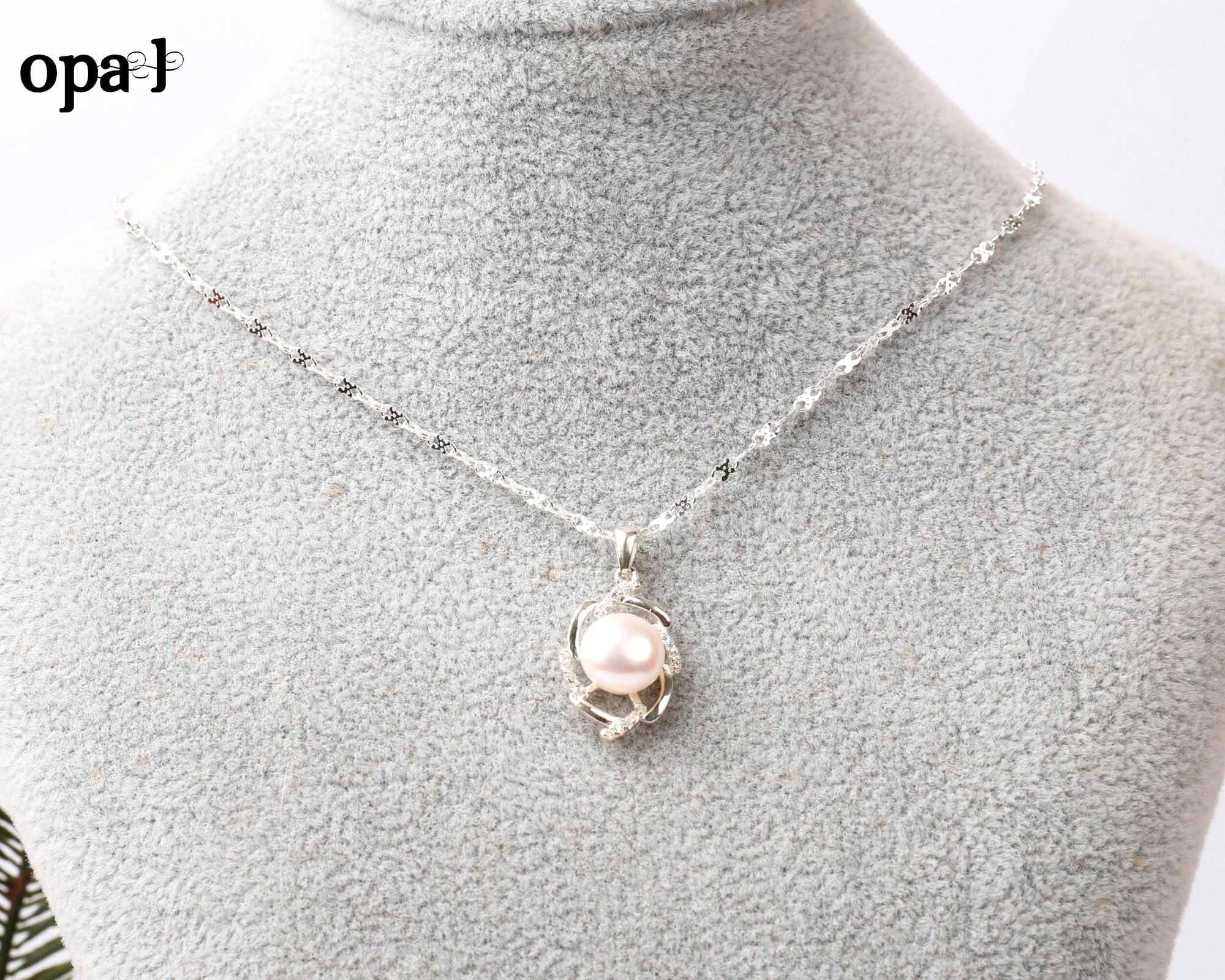 Dây chuyền bạc kèm mặt Ngọc Trai OPAL