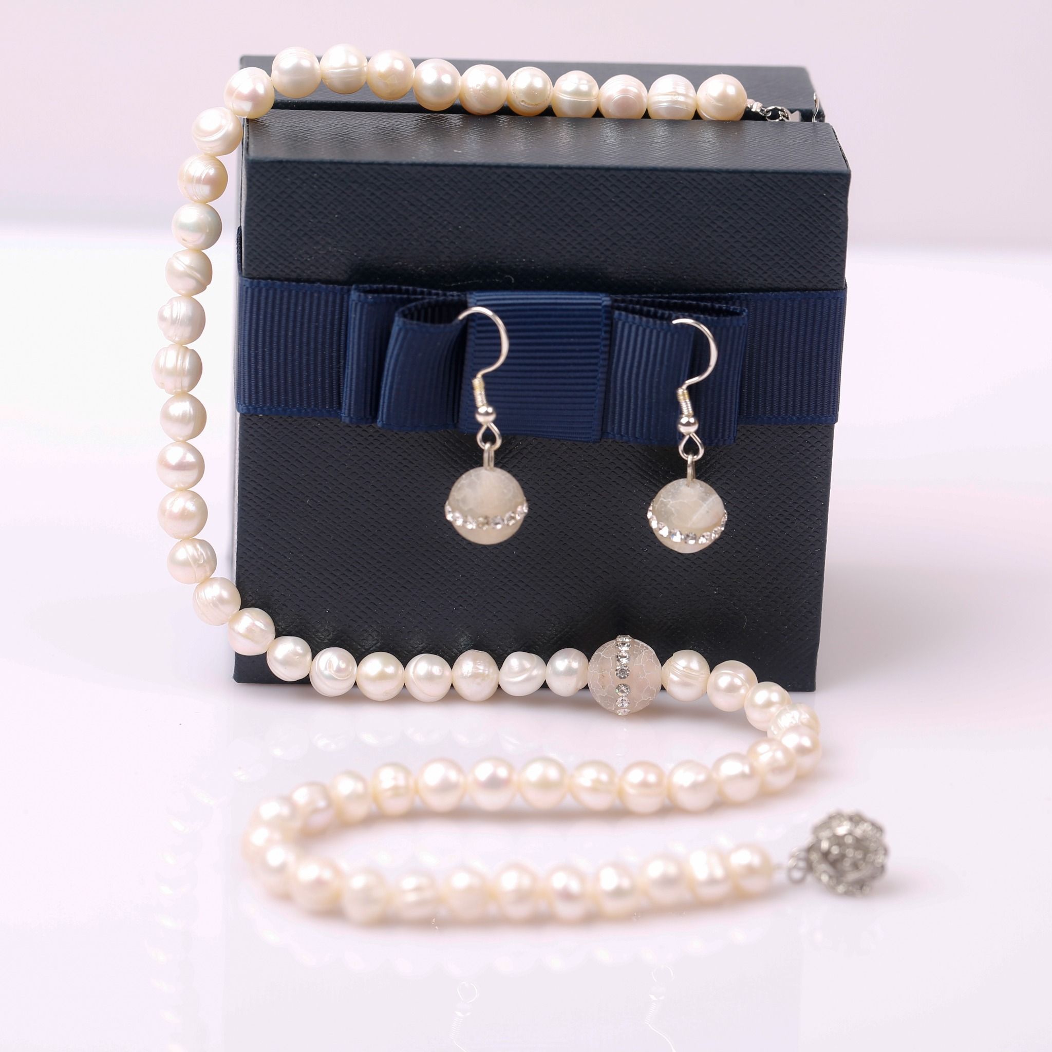 Bộ Vòng cổ và Hoa tai Ngọc trai thương hiệu Opal