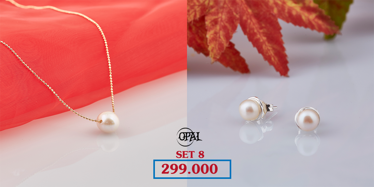 SET 08 - Bộ trang sức ngọc trai và bạc Opal