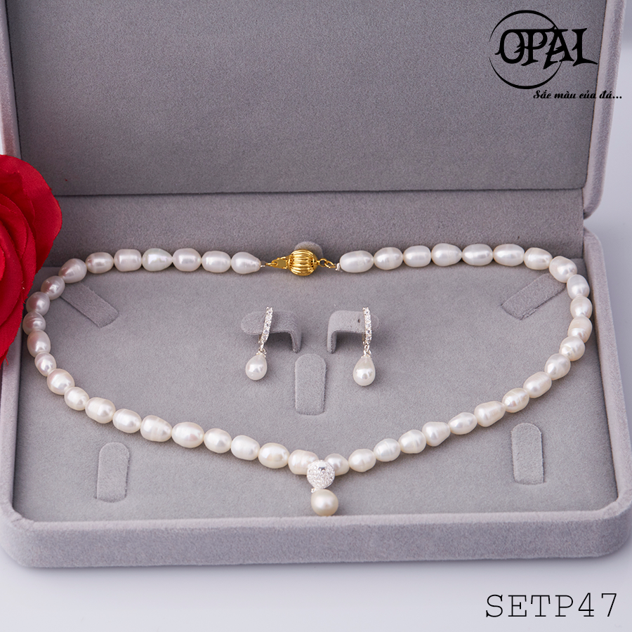 SETP47- Bộ trang sức ngọc trai tự nhiên OPAL