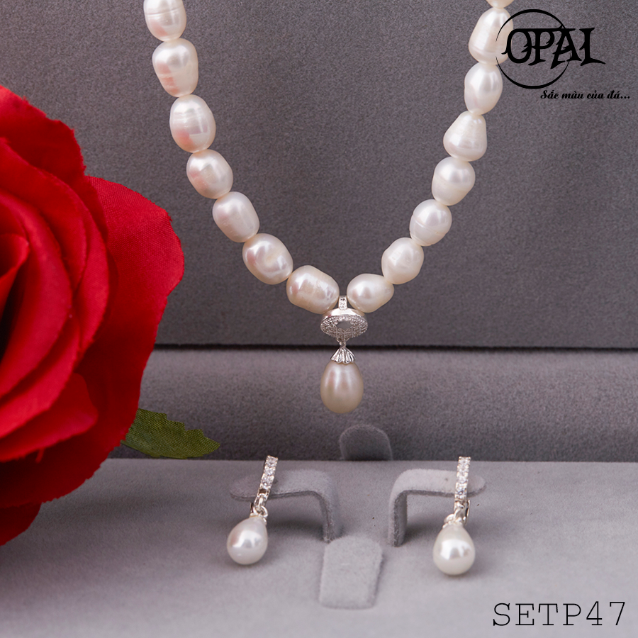 SETP47- Bộ trang sức ngọc trai tự nhiên OPAL