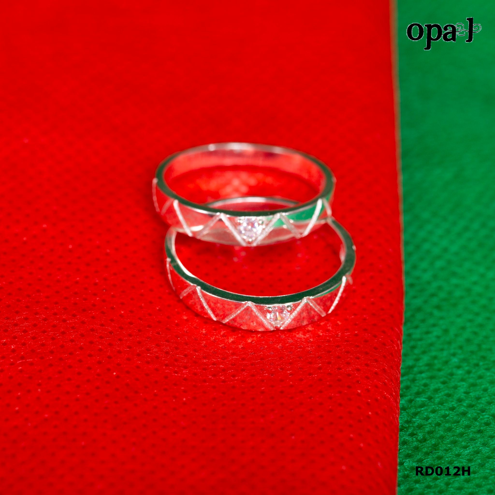 RD012H - Nhẫn đôi bạc cao cấp OPAL