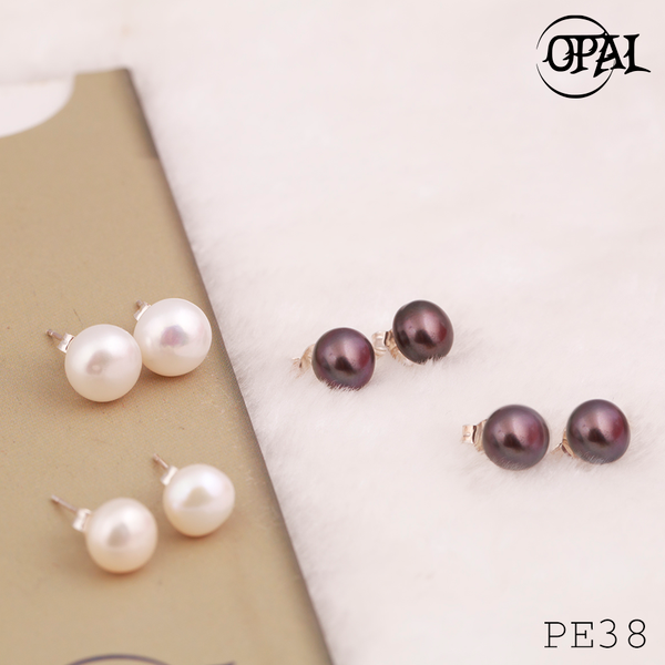  PE38- Hoa tai bạc đính ngọc trai OPAL 
