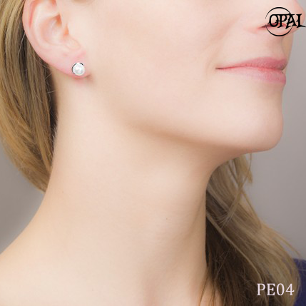 PE04 - Hoa tai bạc đính ngọc trai OPAL