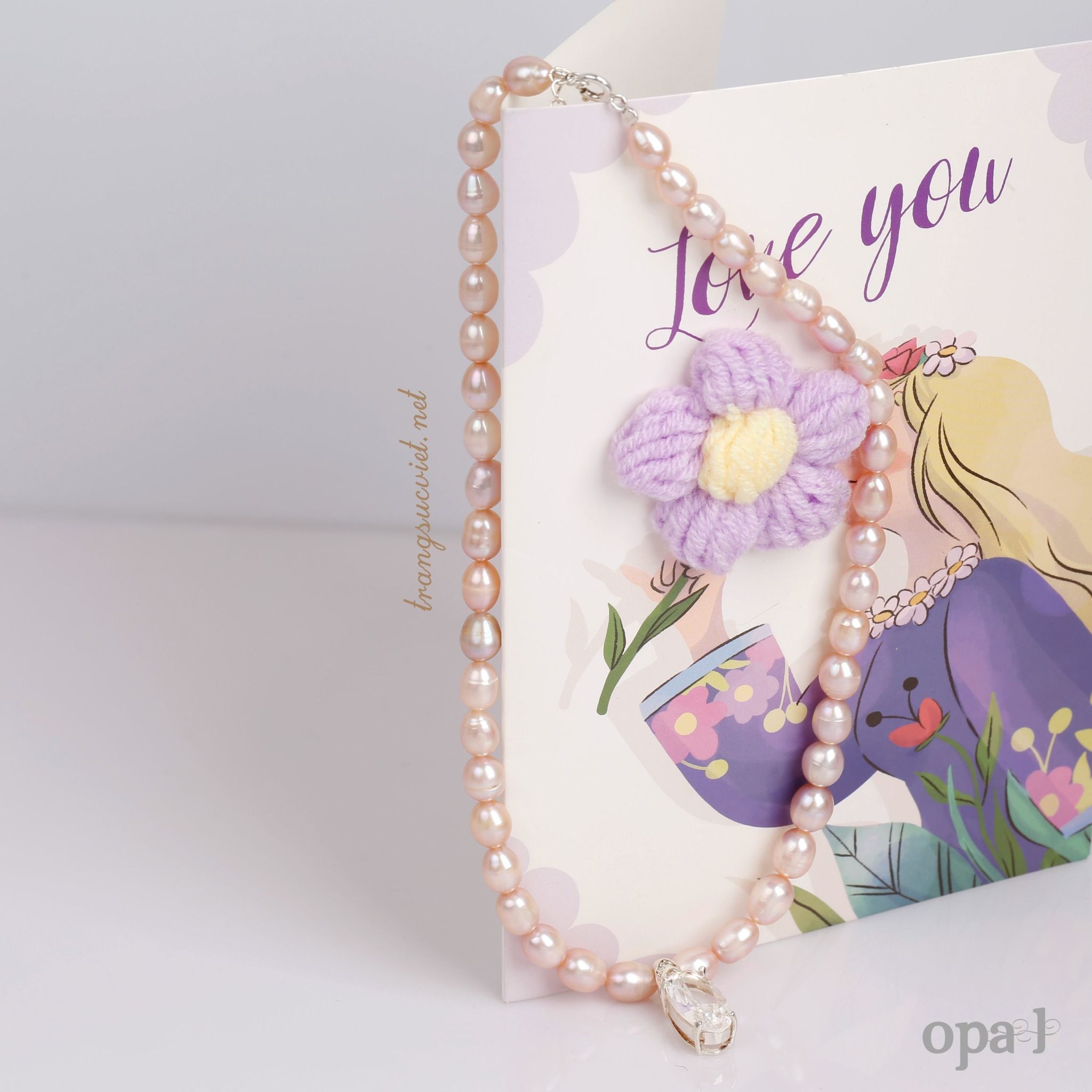 Vòng cổ Ngọc trai Oval ánh hồng và tím sang trọng thương hiệu Opal