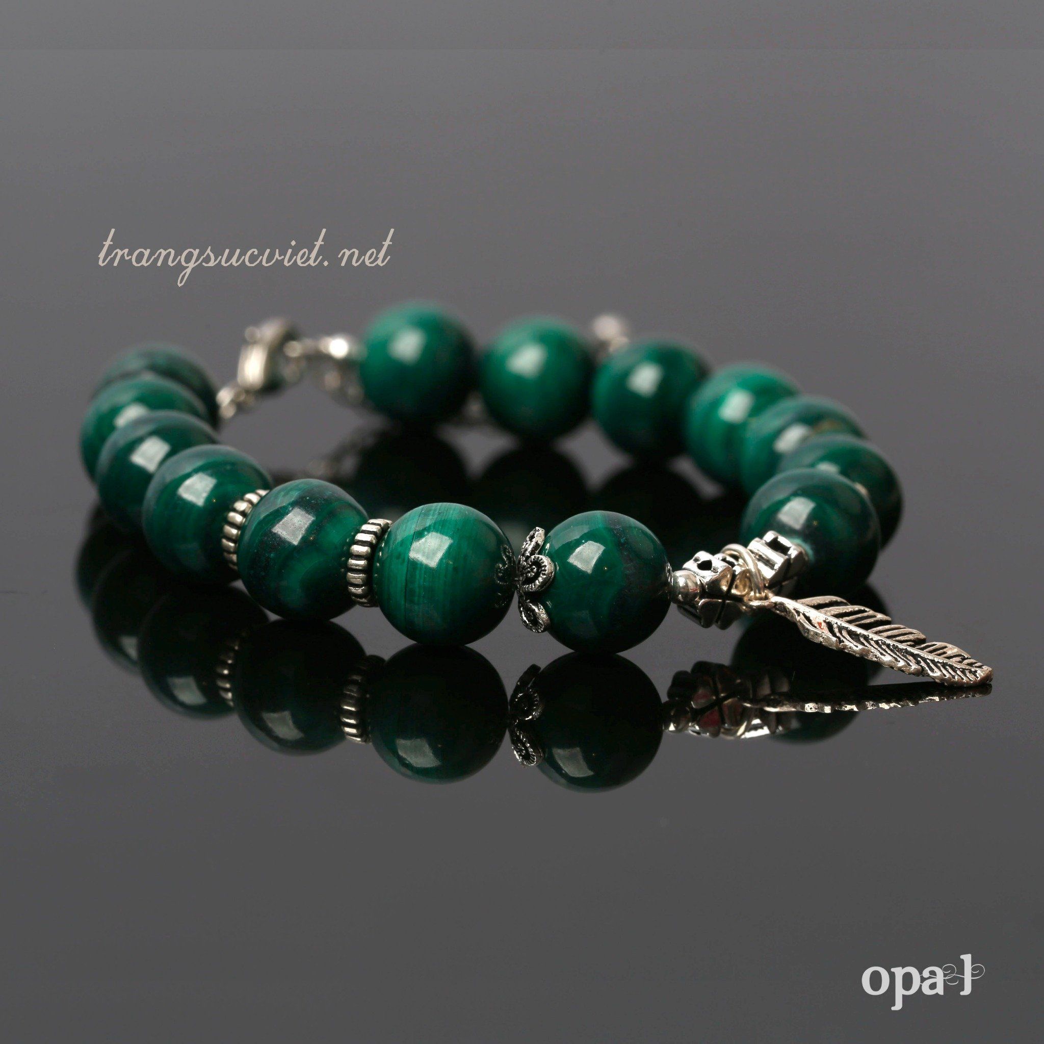 Vòng tay đá tự nhiên Handmade, đá Malachite, đá khổng tử