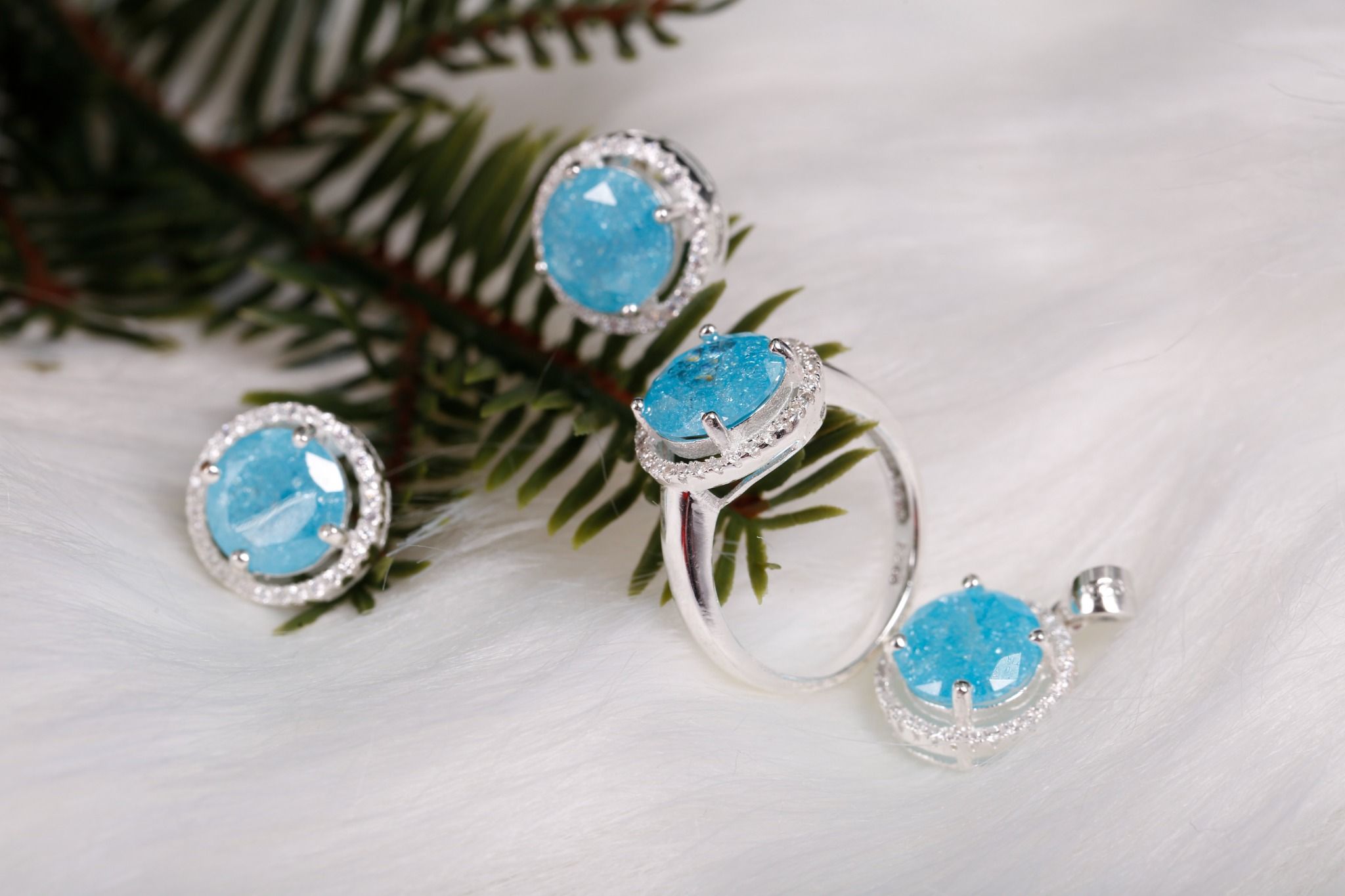 Nhẫn, hoa tai, mặt dây chuyền Opal - REM12214