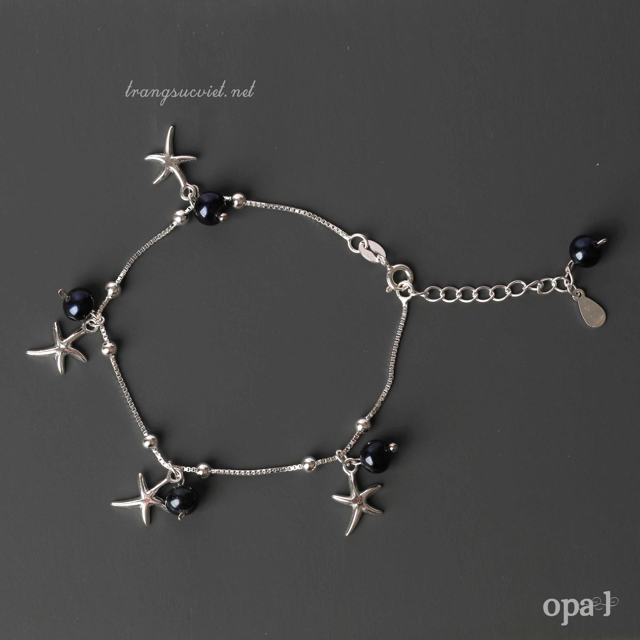 Lắc tay bạc đính ngọc trai phong cách trẻ trung giá ưu đại từ thương hiệu Opal