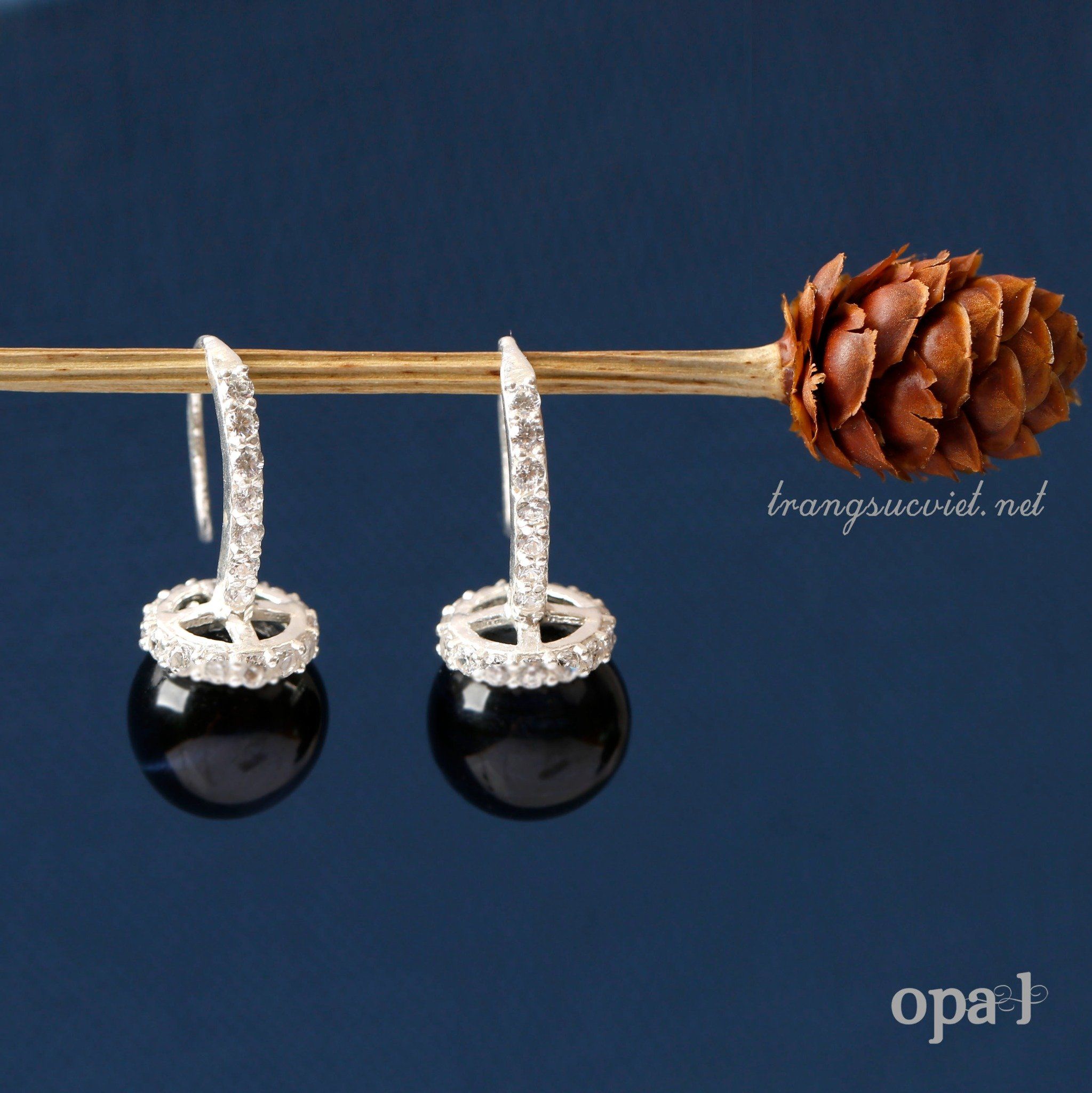 Hoa tai đá tự nhiên Agate