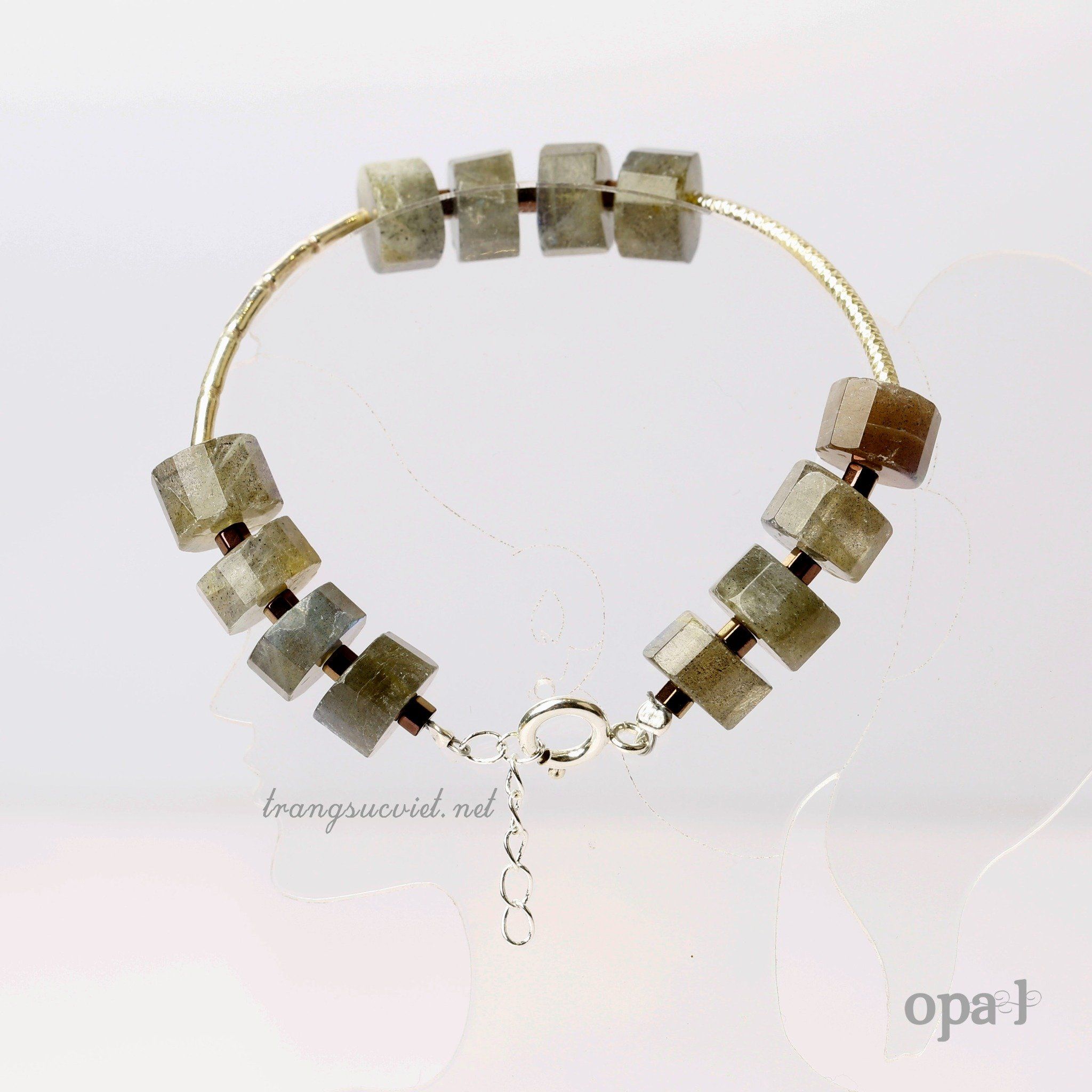Vòng tay đá handmade, vòng tay đá xà cừ (Labradorite)