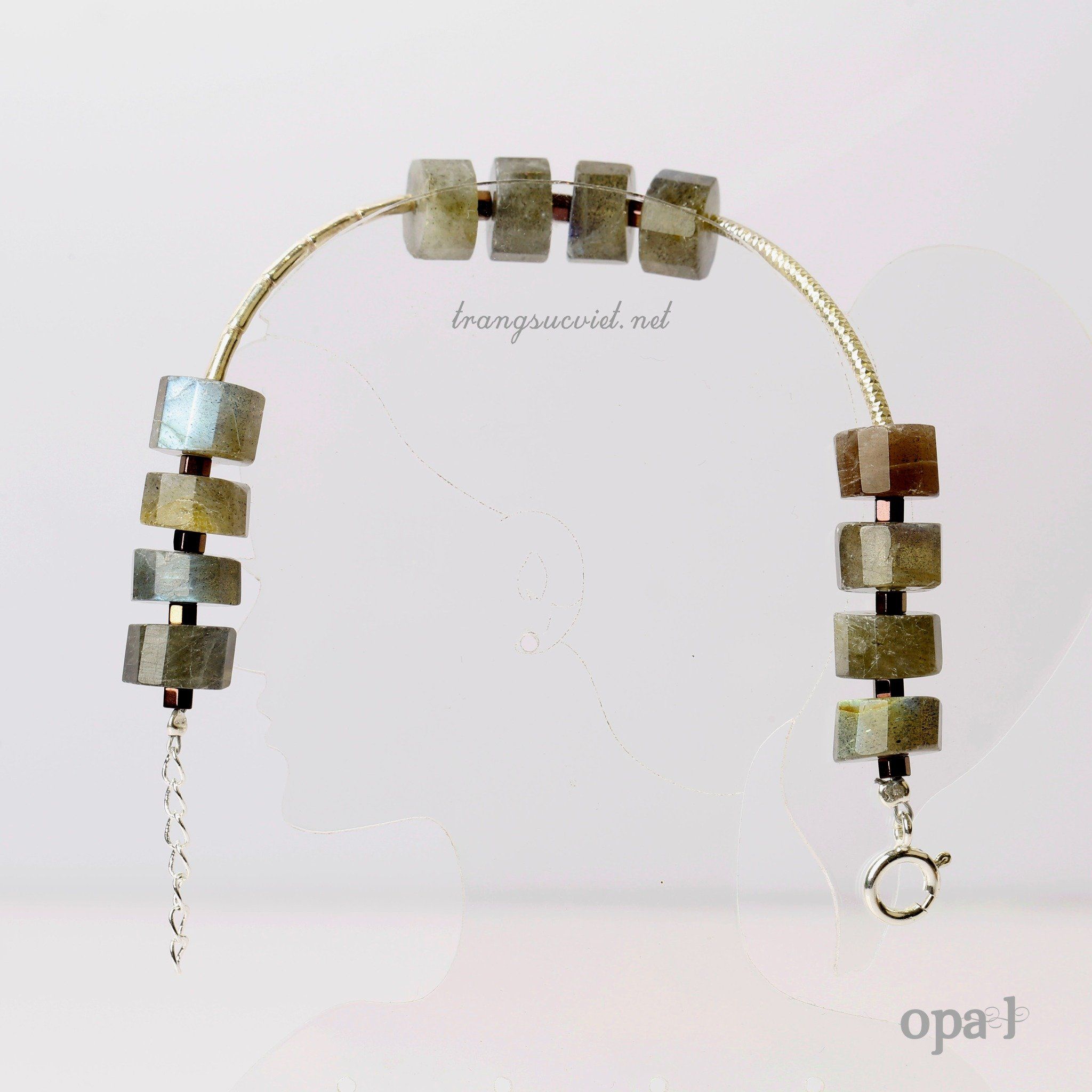 Vòng tay đá handmade, vòng tay đá xà cừ (Labradorite)