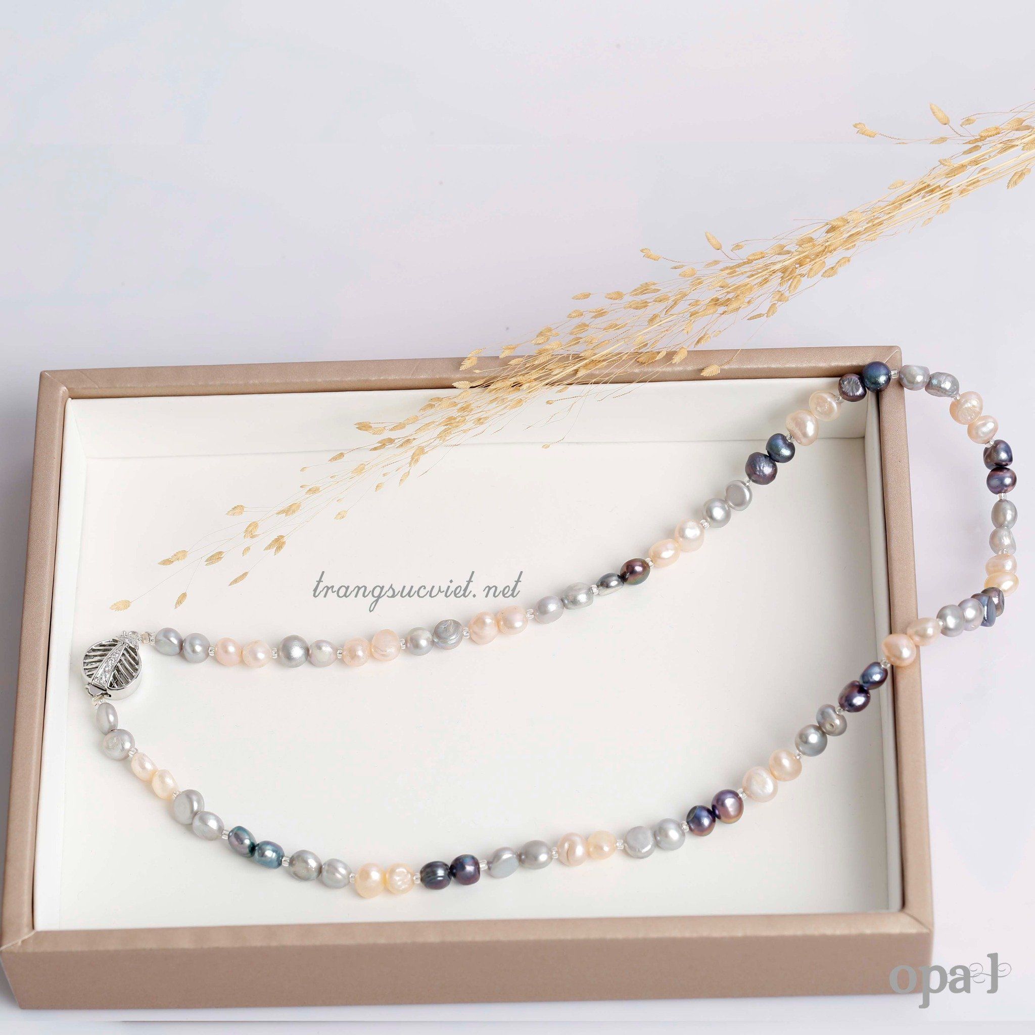 Vòng cổ ngọc trai thô 5ly cá tính trẻ trung