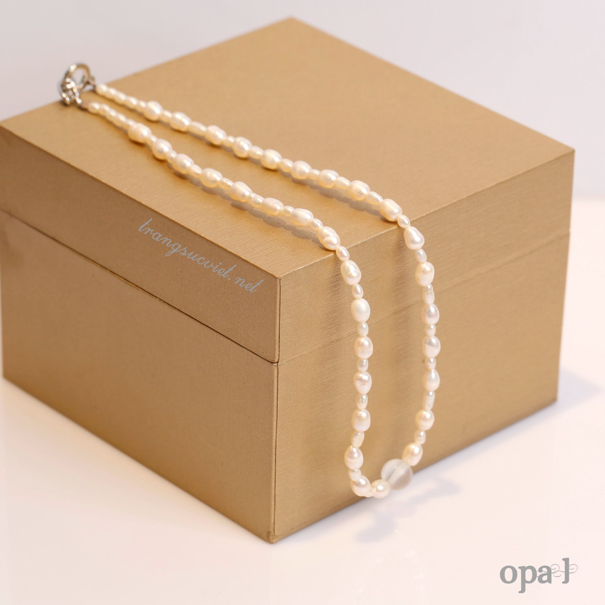 Vòng cổ ngọc trai nước ngọt giọt nước phong cách trẻ trung thương hiệu Opal