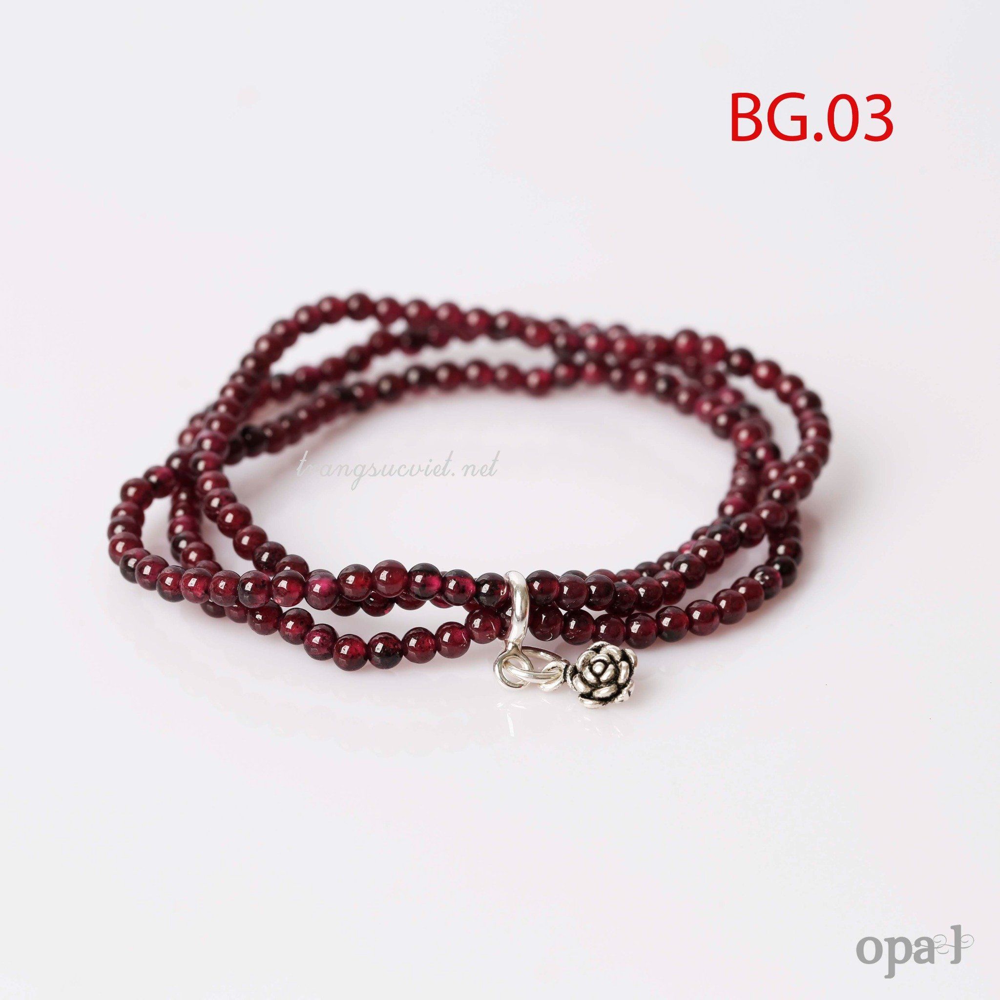 Vòng tay đá GARNET đỏ lựu gắn charm bạc ƯU ĐÃI hấp dẫn