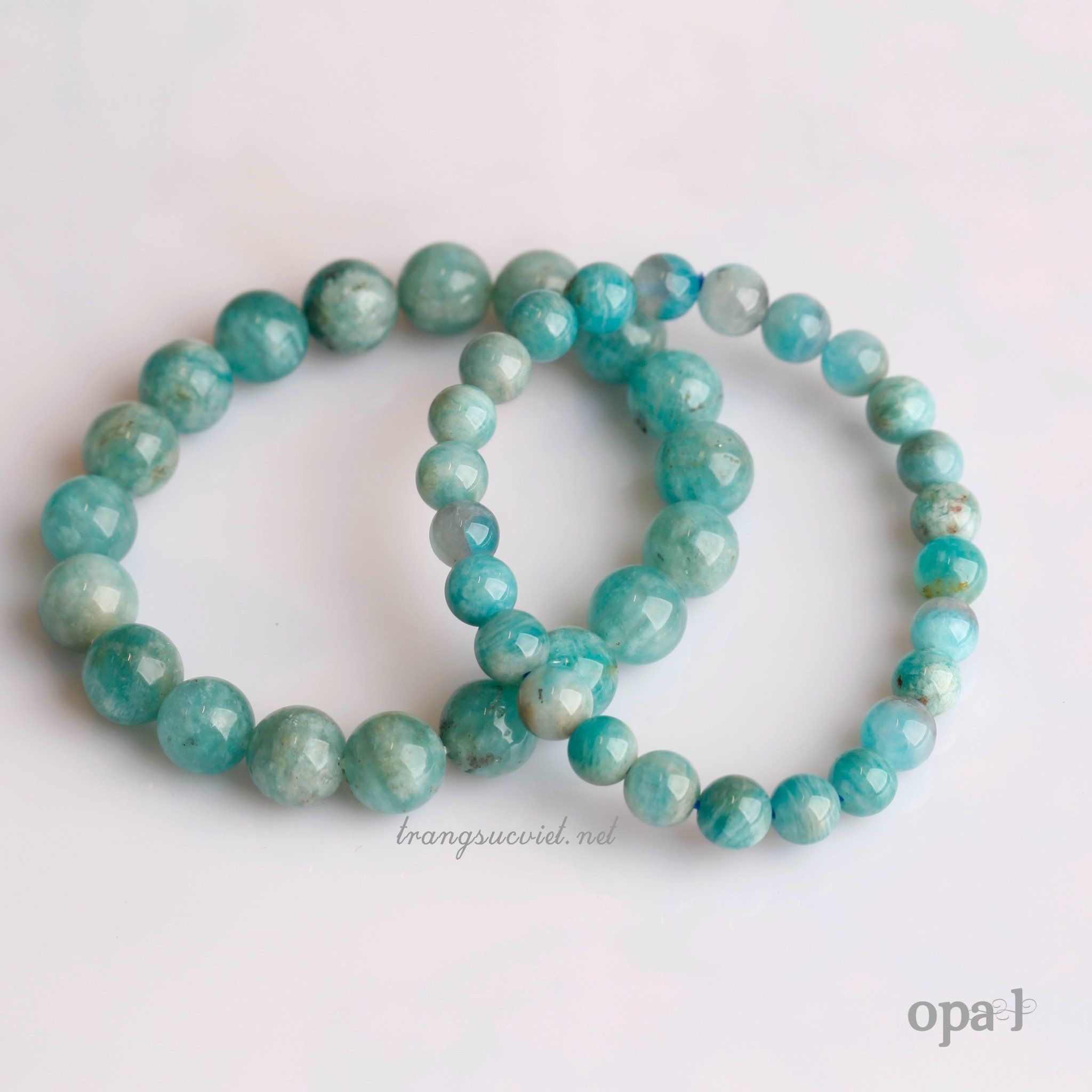 Cặp đôi vòng tay đá handmade, đá Amazonite