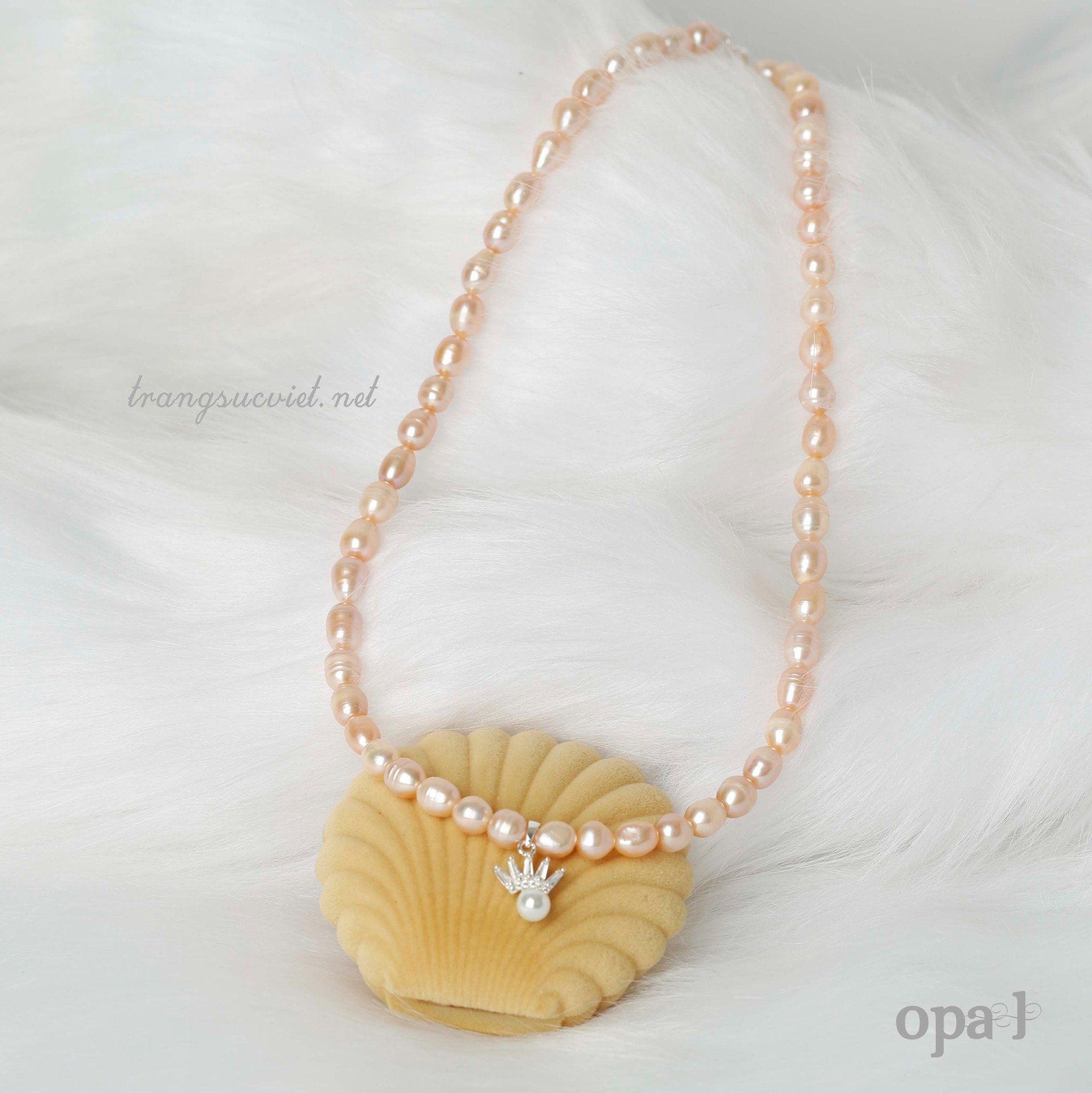 Bộ ngọc trai hồng oval vương niệm công chúa