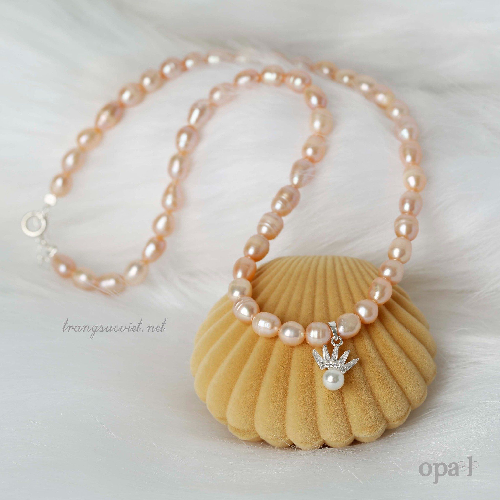 Bộ ngọc trai hồng oval vương niệm công chúa