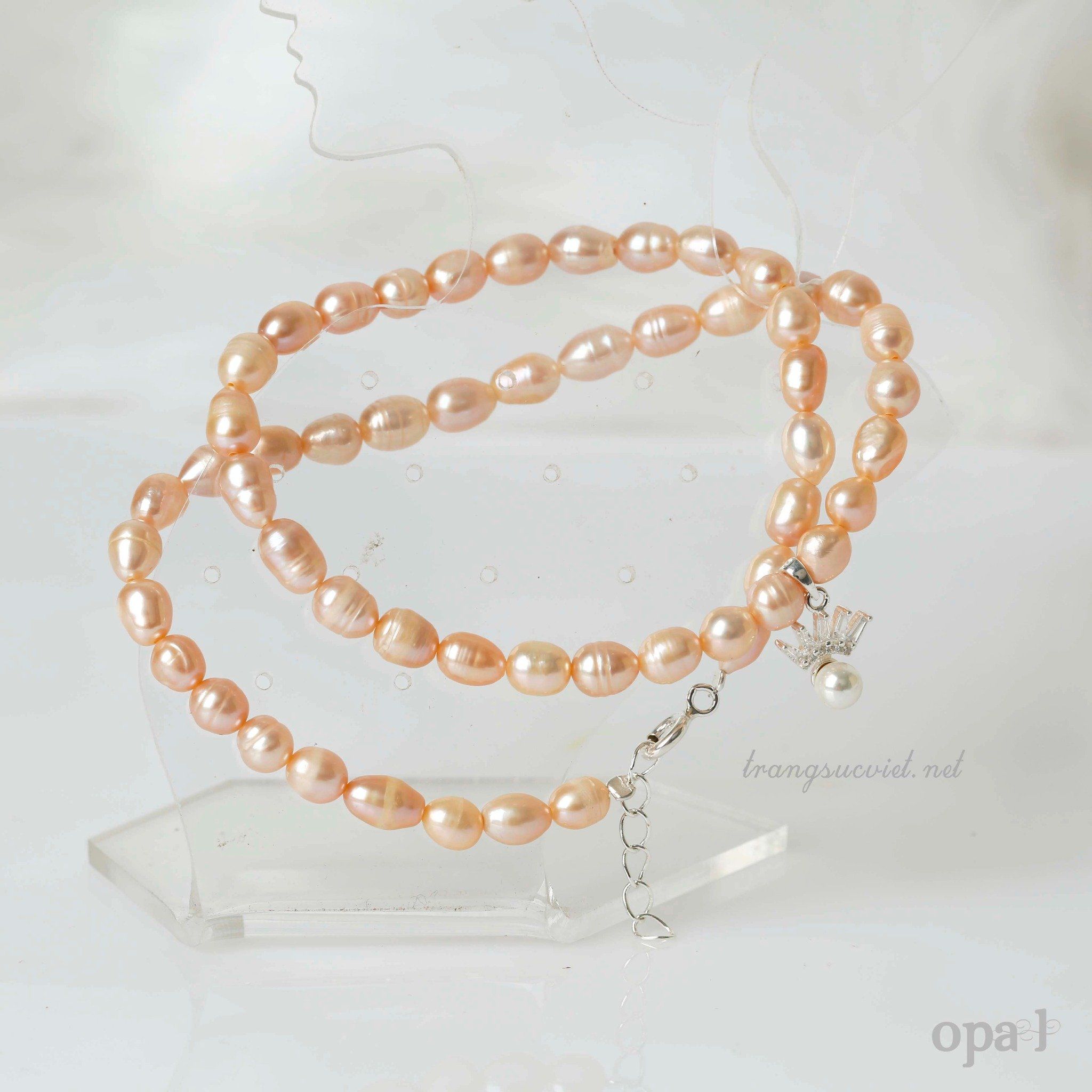 Bộ ngọc trai hồng oval vương niệm công chúa