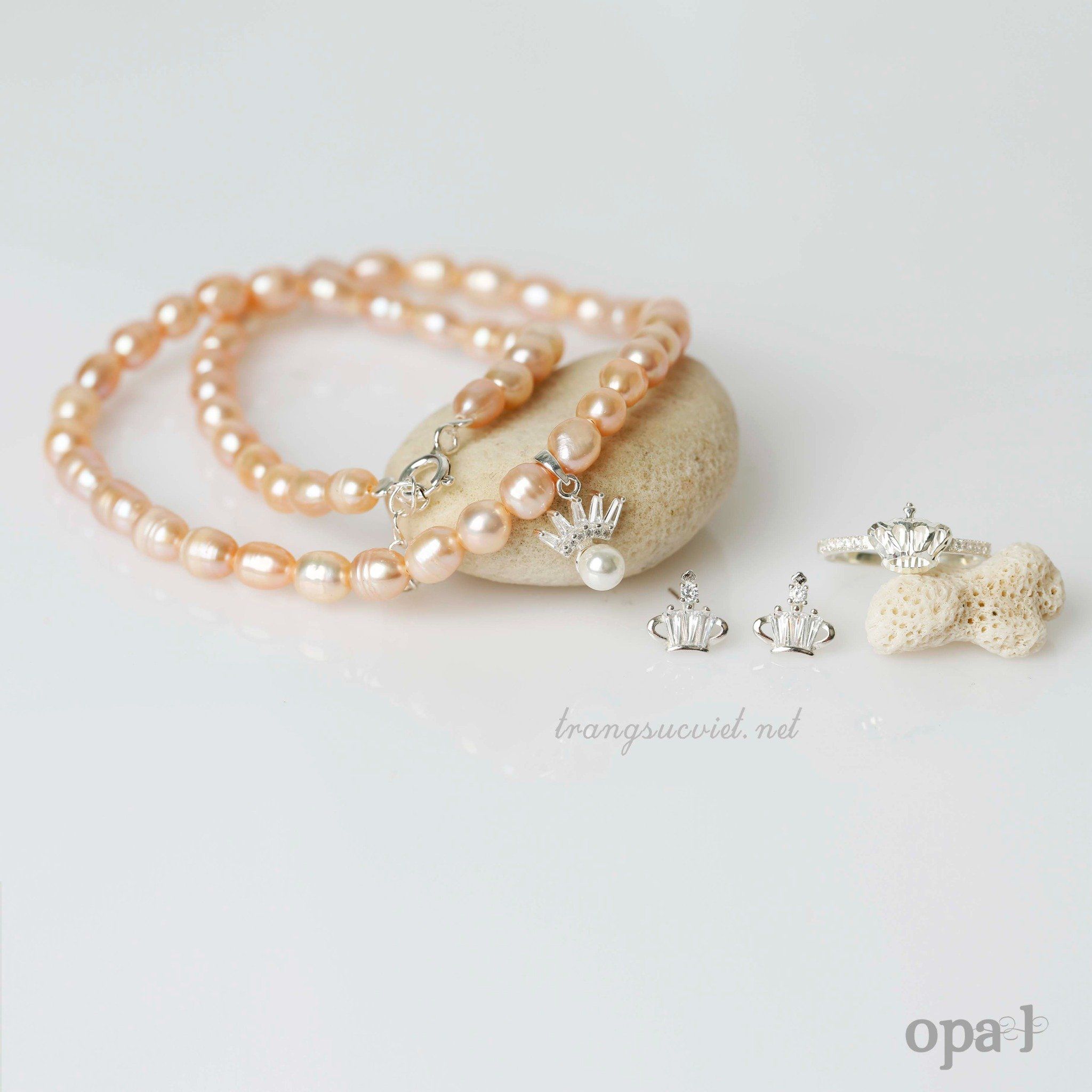 Bộ ngọc trai hồng oval vương niệm công chúa