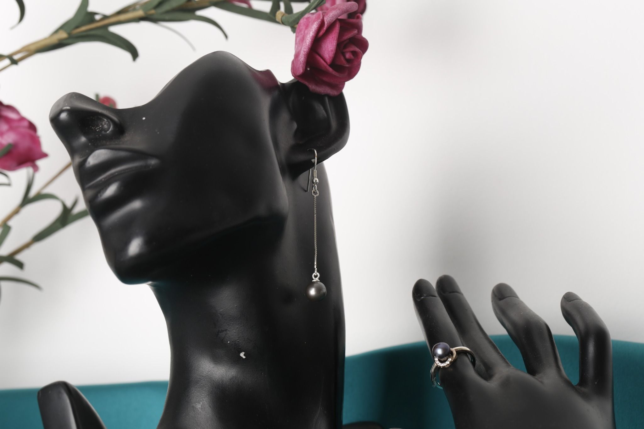 Hoa tai và nhẫn bạc đính ngọc trai Opal - PER12211