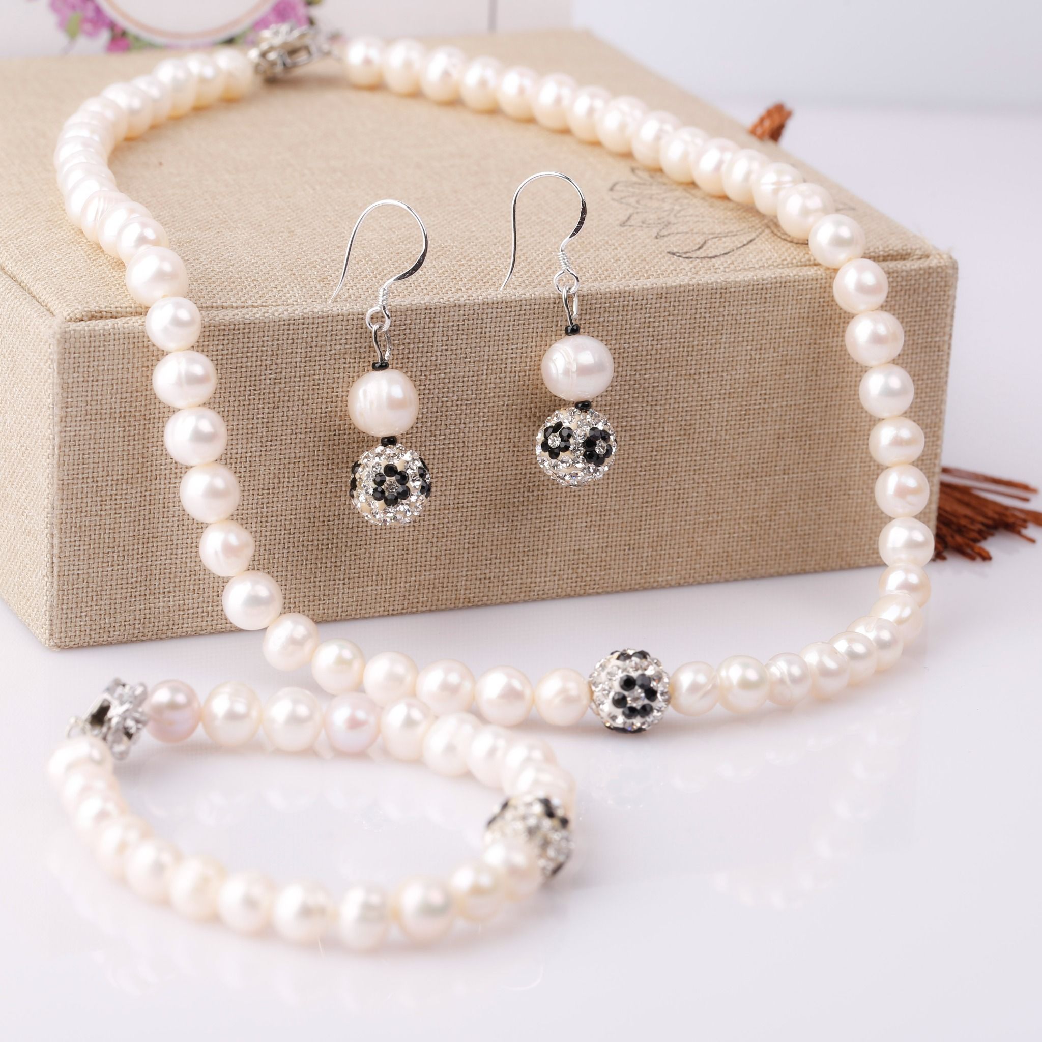 vòng cổ, vòng tay, hoa tai ngọc trai Opal - PBEN12211
