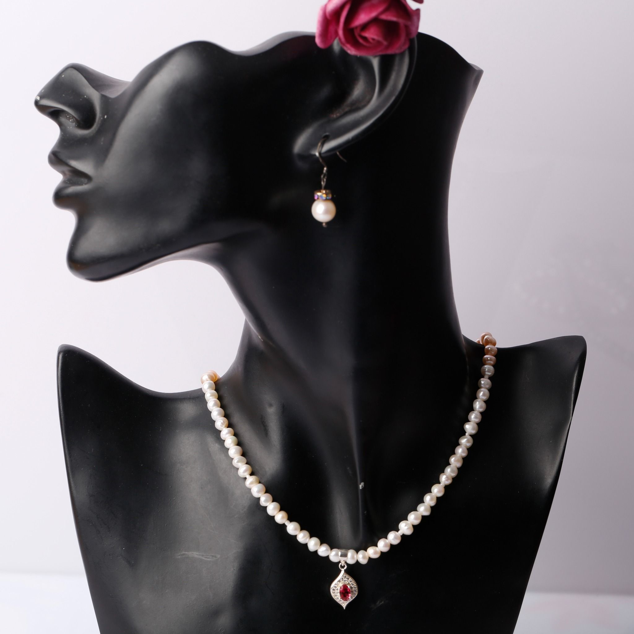 Vòng cổ hoa tai ngọc trai Opal - SNE122111