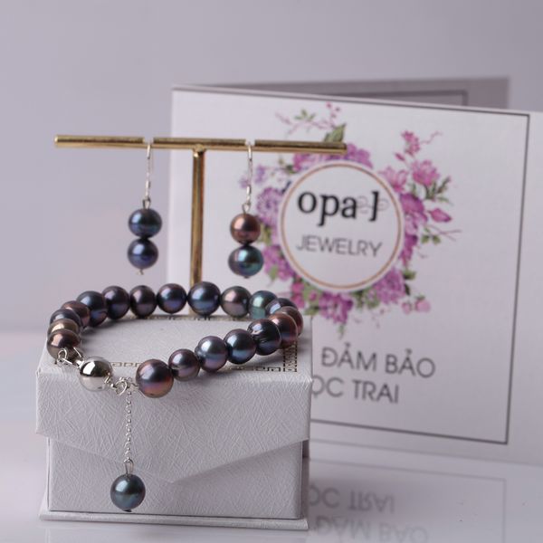  Set Vòng Tay & Bông Tai Ngọc Trai Opal - SBE12215 