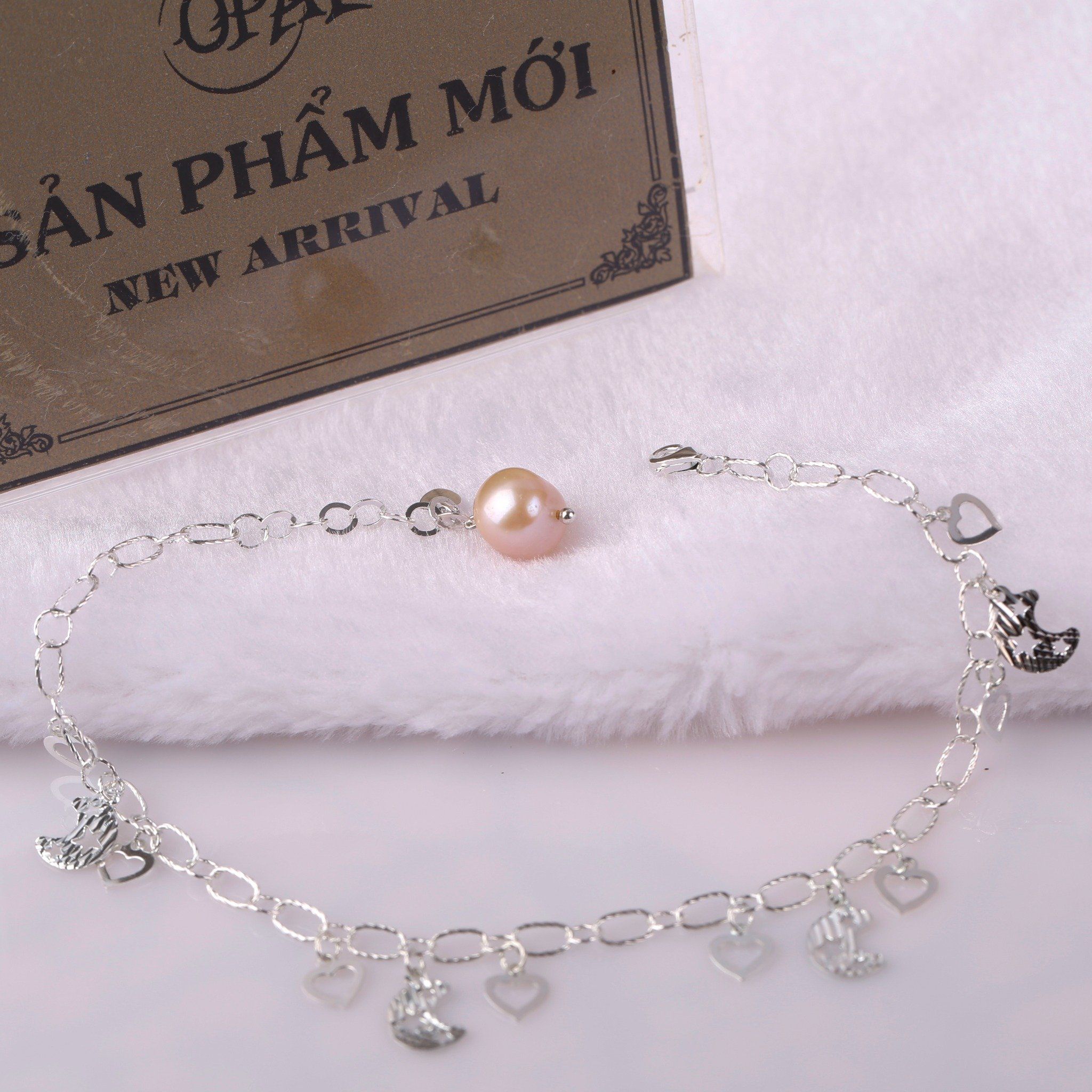 lắc chân bạc đính ngọc trai SPL01221