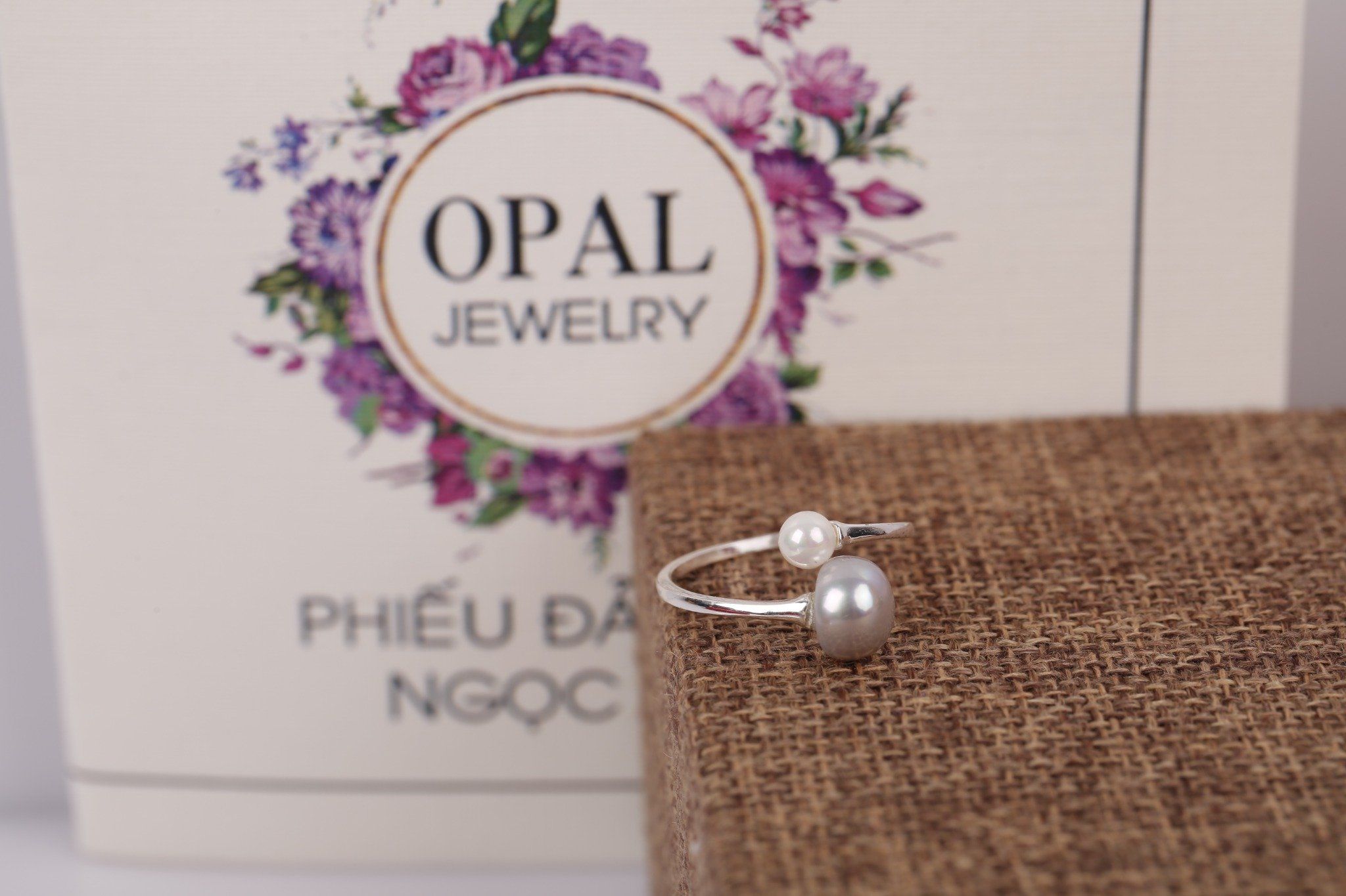  Nhẫn bạc nữ đính Ngọc trai thương hiệu Opal 