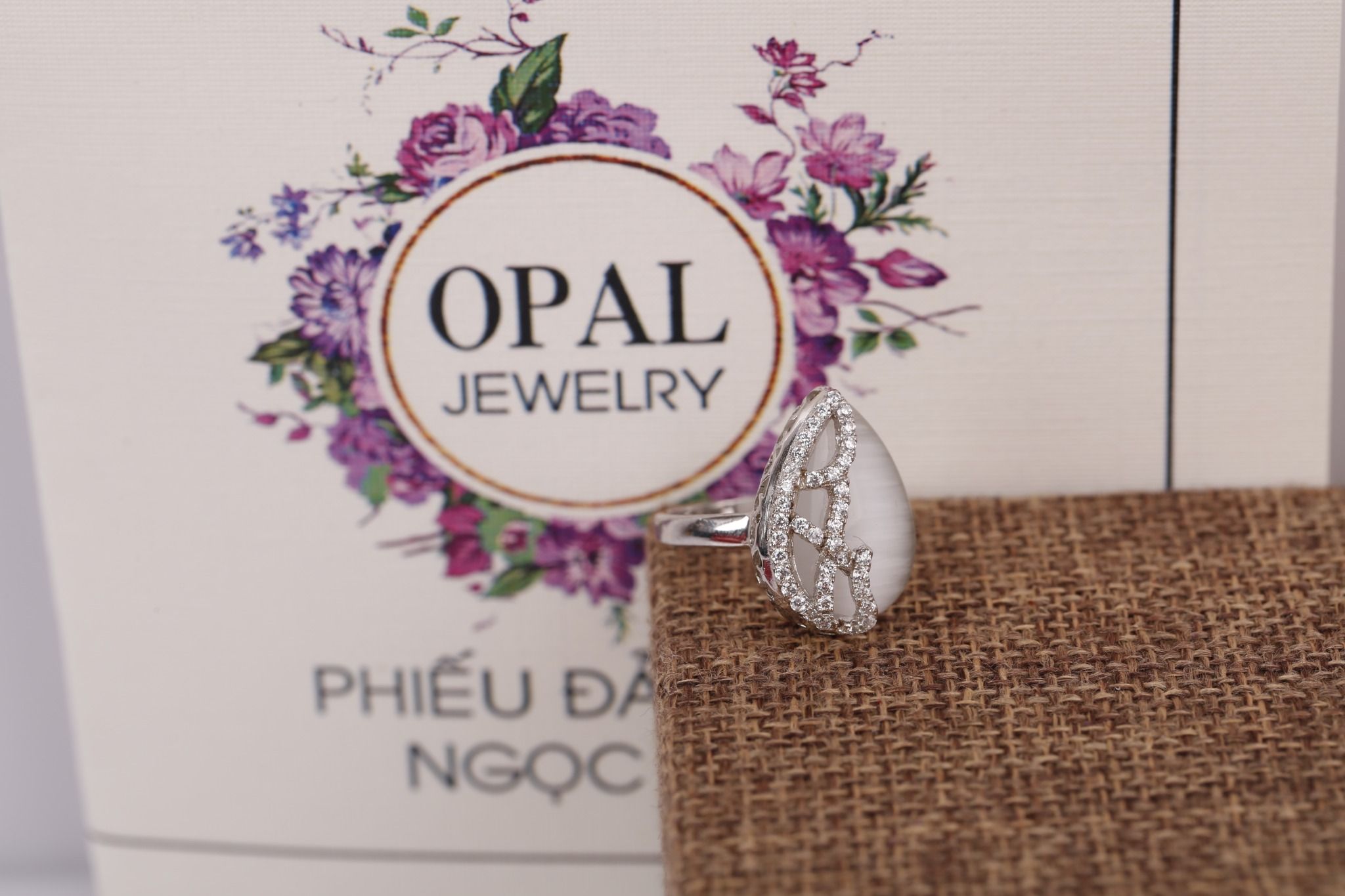  Nhẫn bạc nữ đính đá thương hiệu Opal 