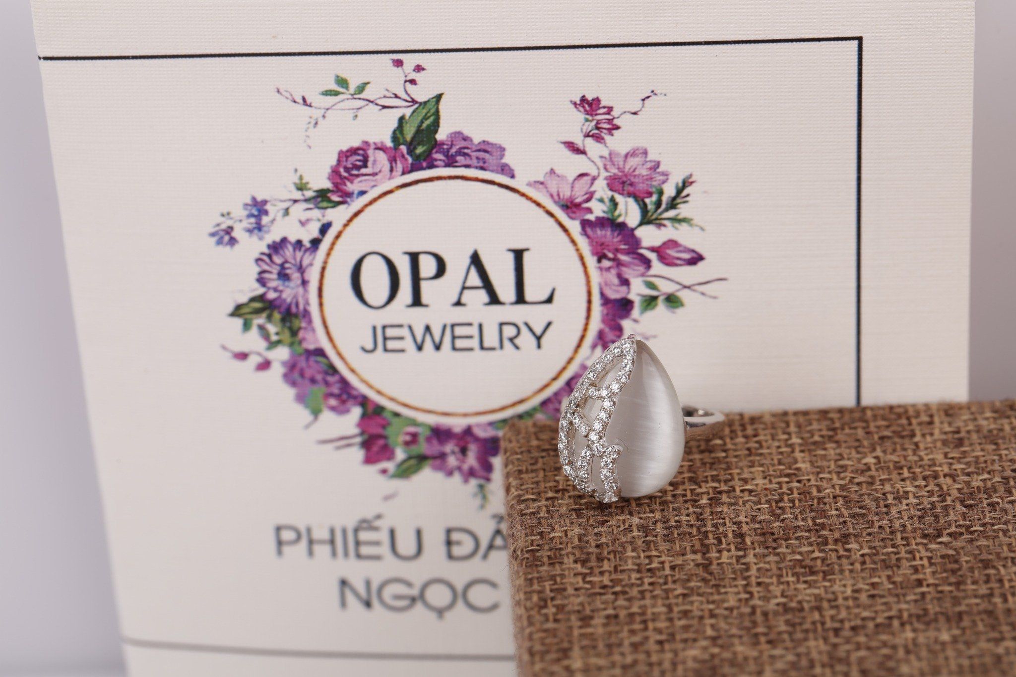  Nhẫn bạc nữ đính đá thương hiệu Opal 