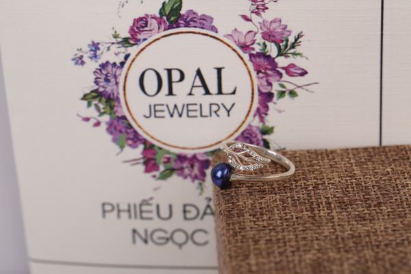  Nhẫn bạc nữ đính đá Ross + Ngọc trai  thương hiệu  Opal 