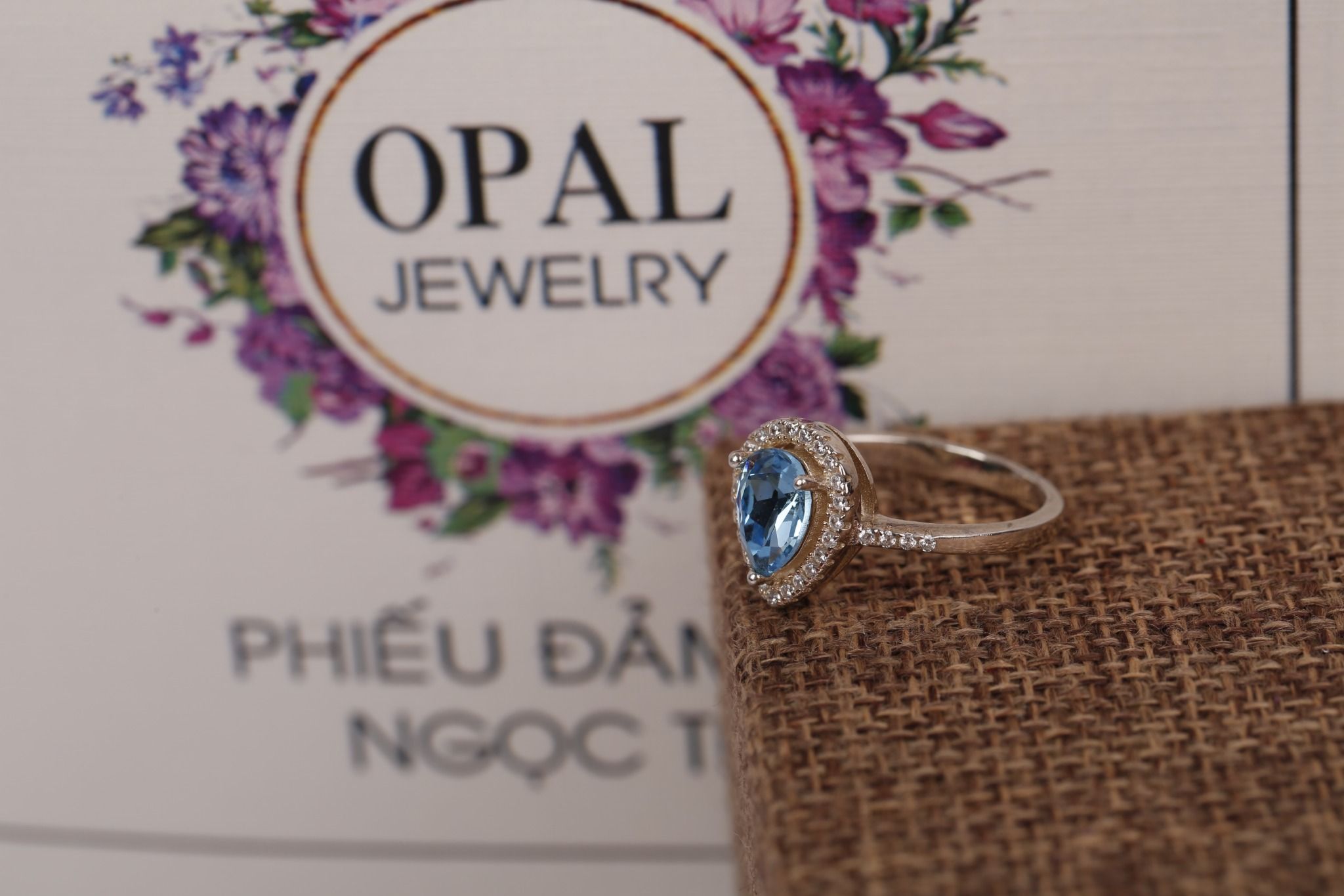  Nhẫn bạc nữ đính đá Ross thương hiệu Opal 
