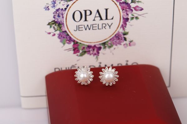  Hoa tai bạc Ngọc trai thương hiệu Opal 
