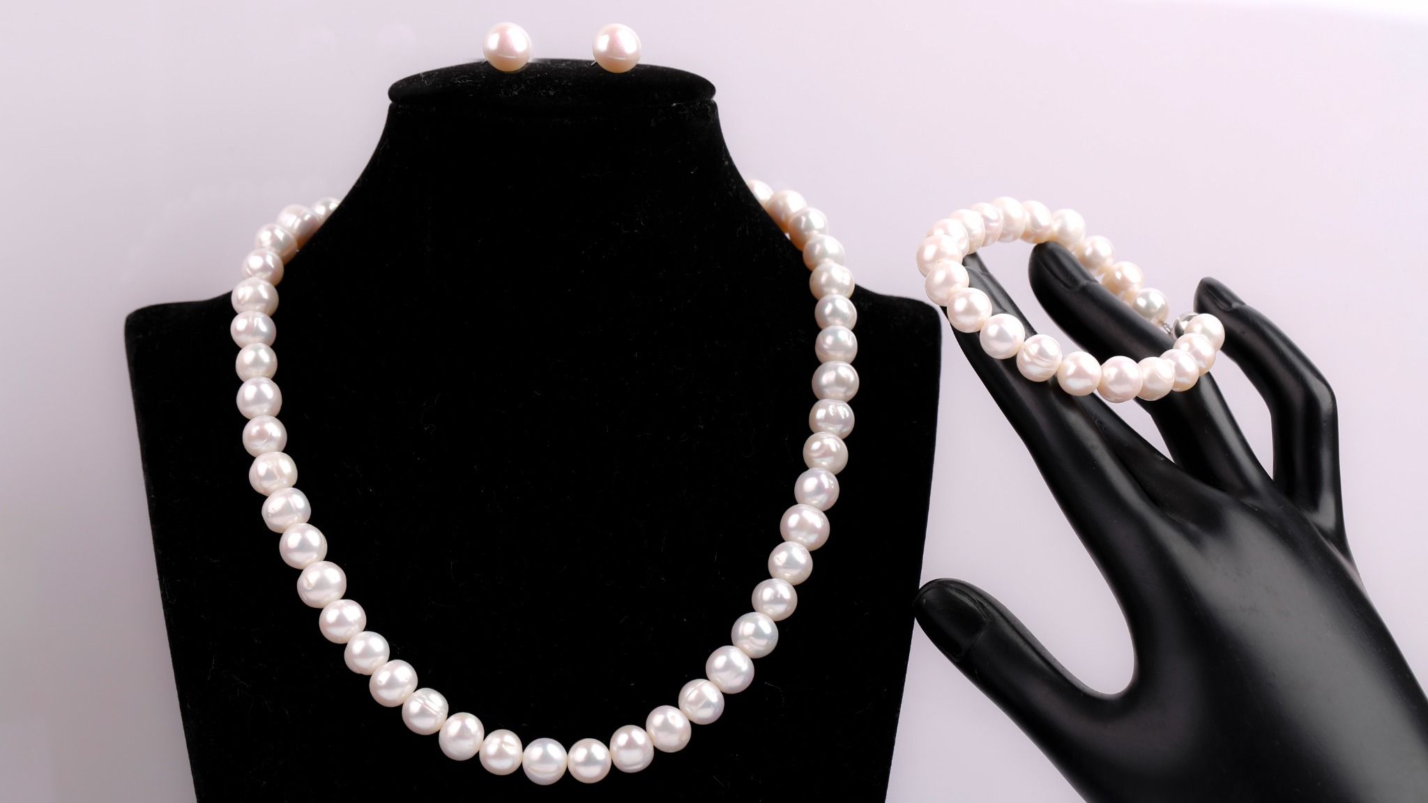 Bộ trang sức Vòng cổ - Vòng Tay - Hoa tai Ngọc trai trắng sang trọng thương hiệu Opal
