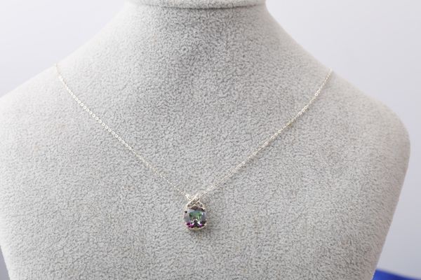  Dây chuyền bạc mặt đá Ross bảy màu thương hiệu Opal 