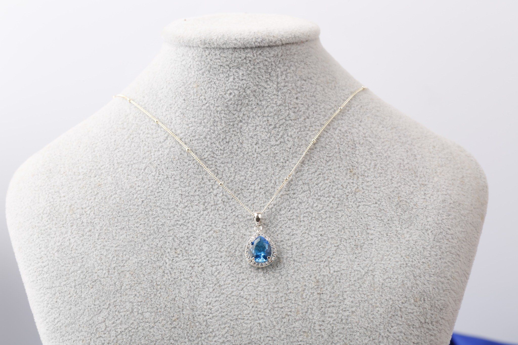 Dây chuyền bạc mặt đá Xanh thương hiệu Opal