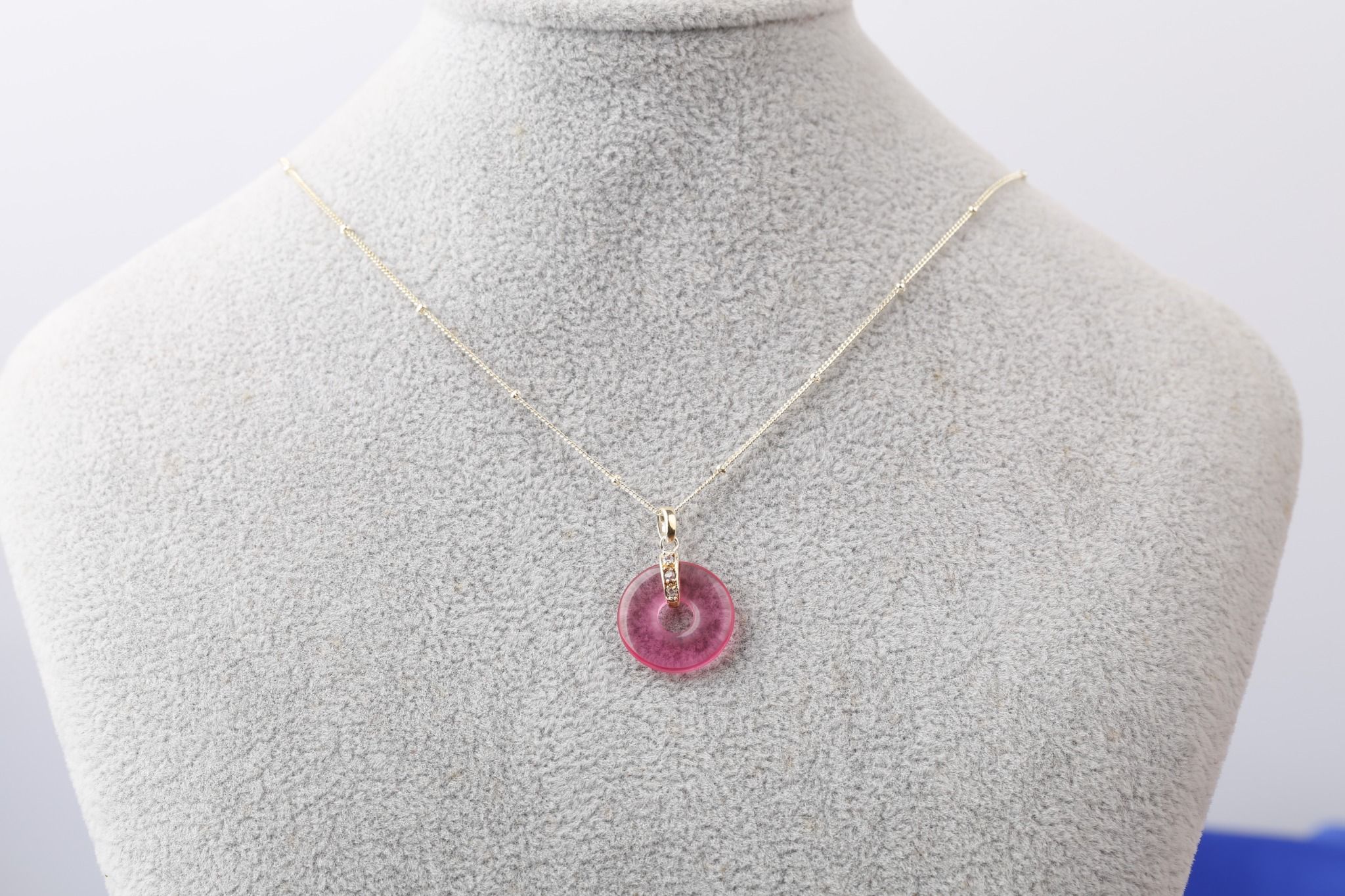 Dây chuyền bạc mặt đính đá hồng phong cách trẻ trung thương hiệu Opal