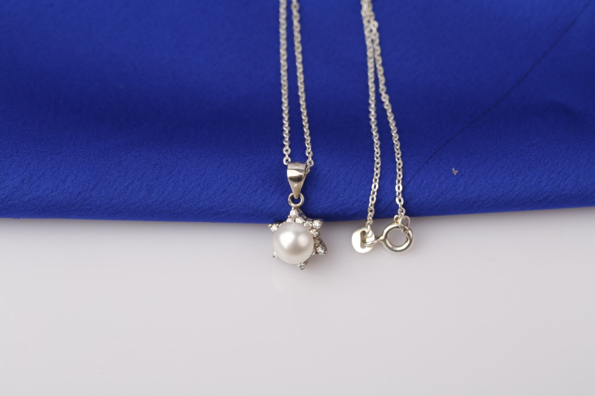 Dây chuyền bạc mặt Ngọc trai + đá Ross phong cách trẻ trung Opal