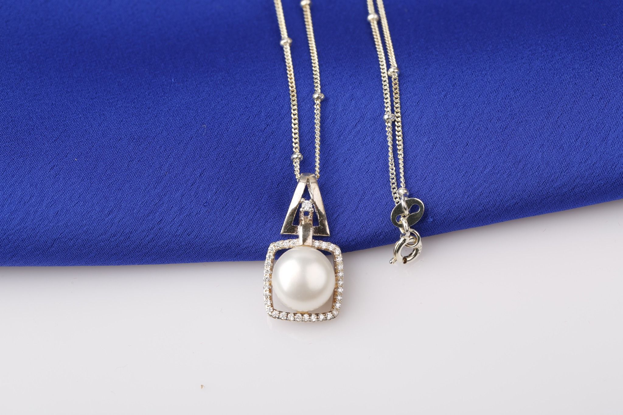 Dây chuyền bạc mặt Ngọc trai + đá Ross phong cách trẻ trung Opal