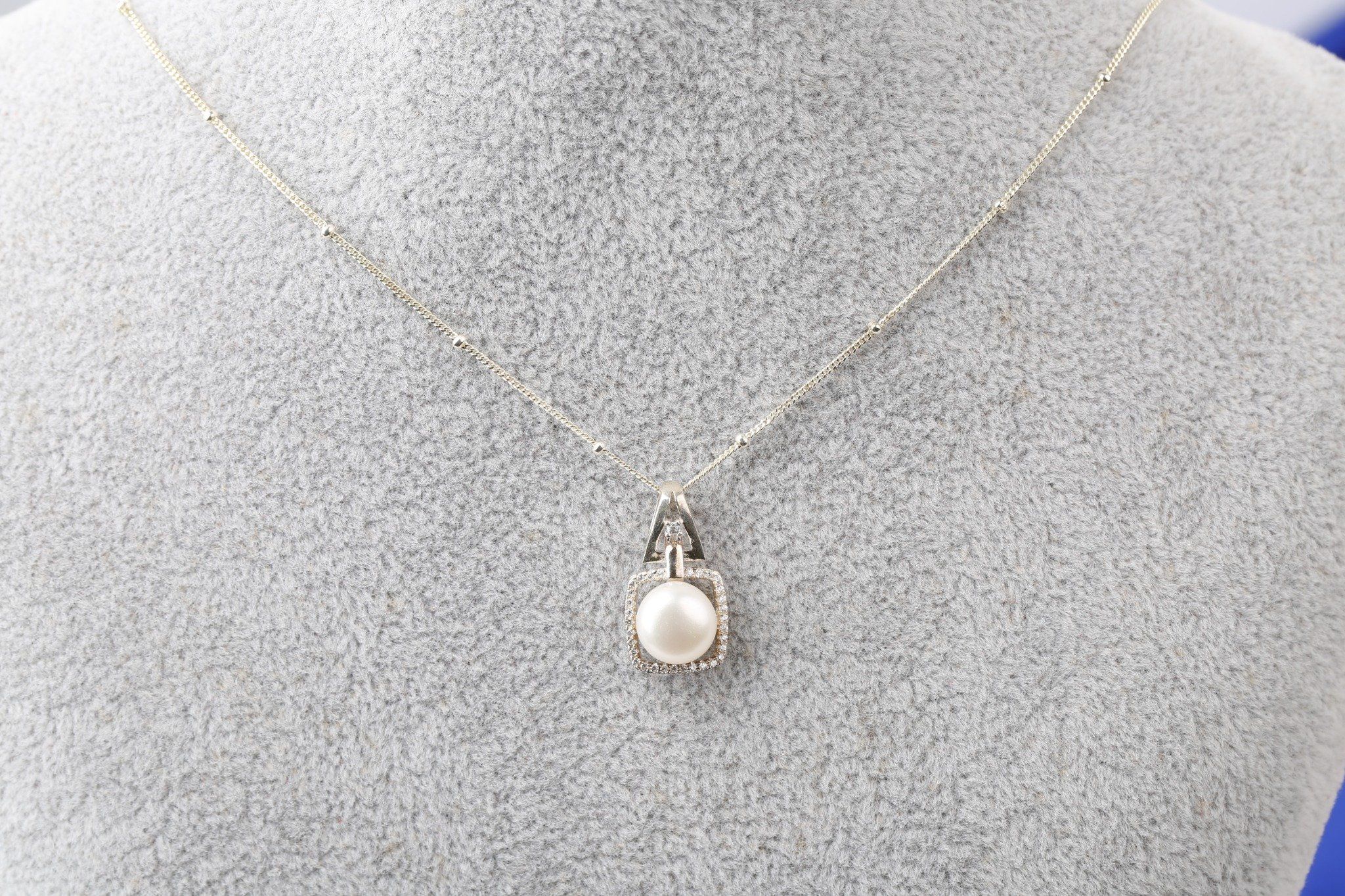 Dây chuyền bạc mặt Ngọc trai + đá Ross phong cách trẻ trung Opal