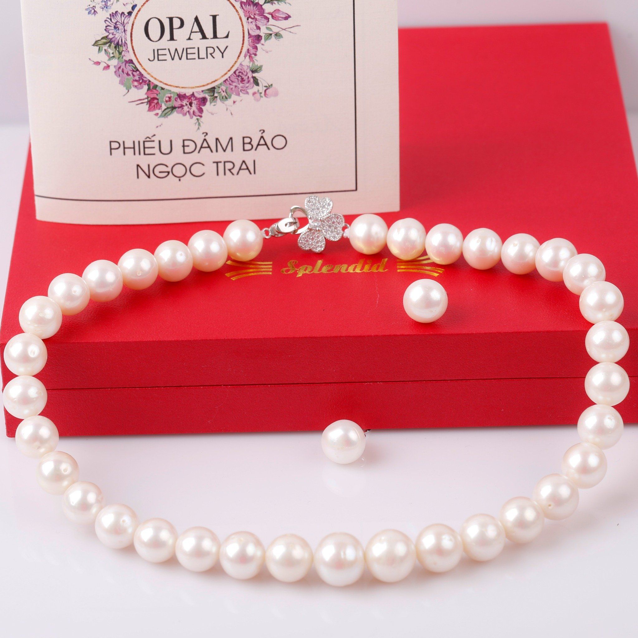 Vòng cổ Ngọc Trai Opal kích thước 11-12li - Tặng Hoa tai 12li trị giá 750k ( kết thúc 30.3.2023 )