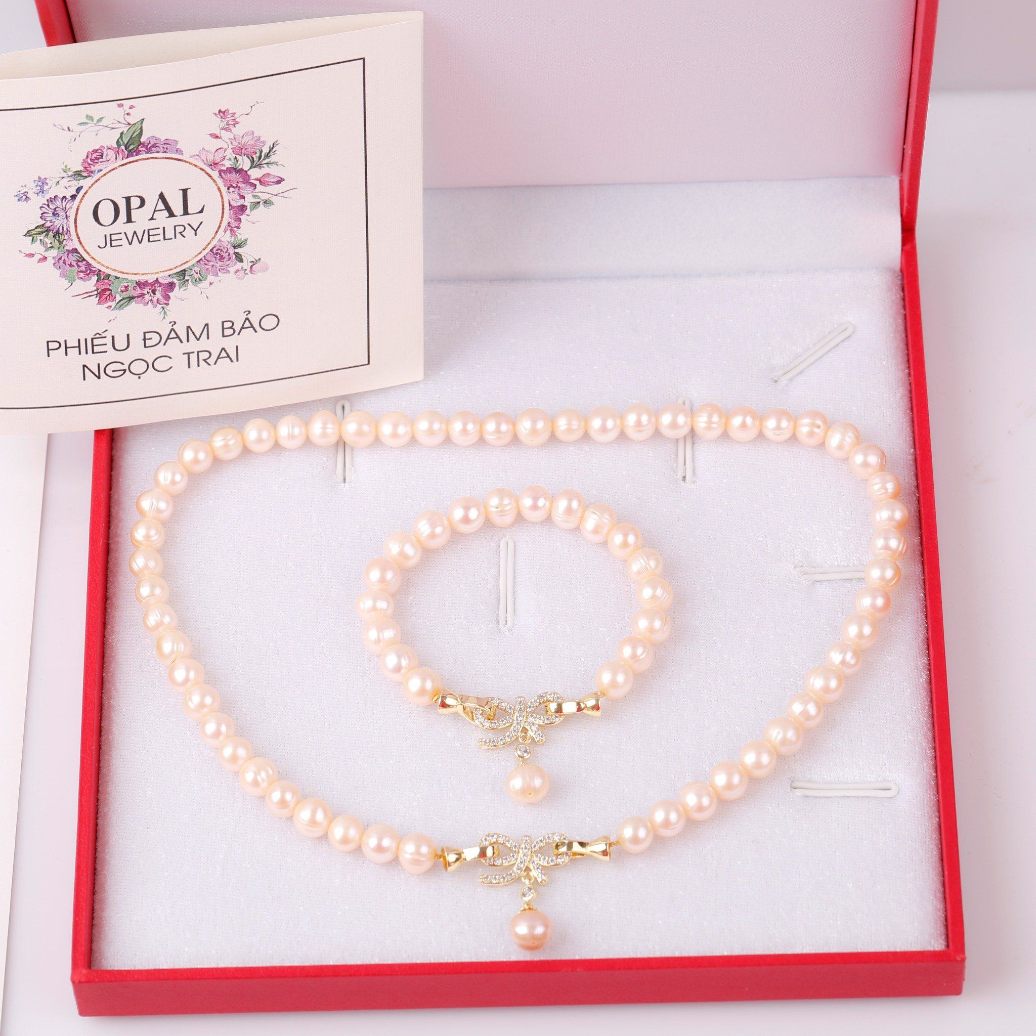 VÒNG CỔ VÀ VÒNG TAY NGỌC TRAI THƯƠNG HIỆU OPAL HT2