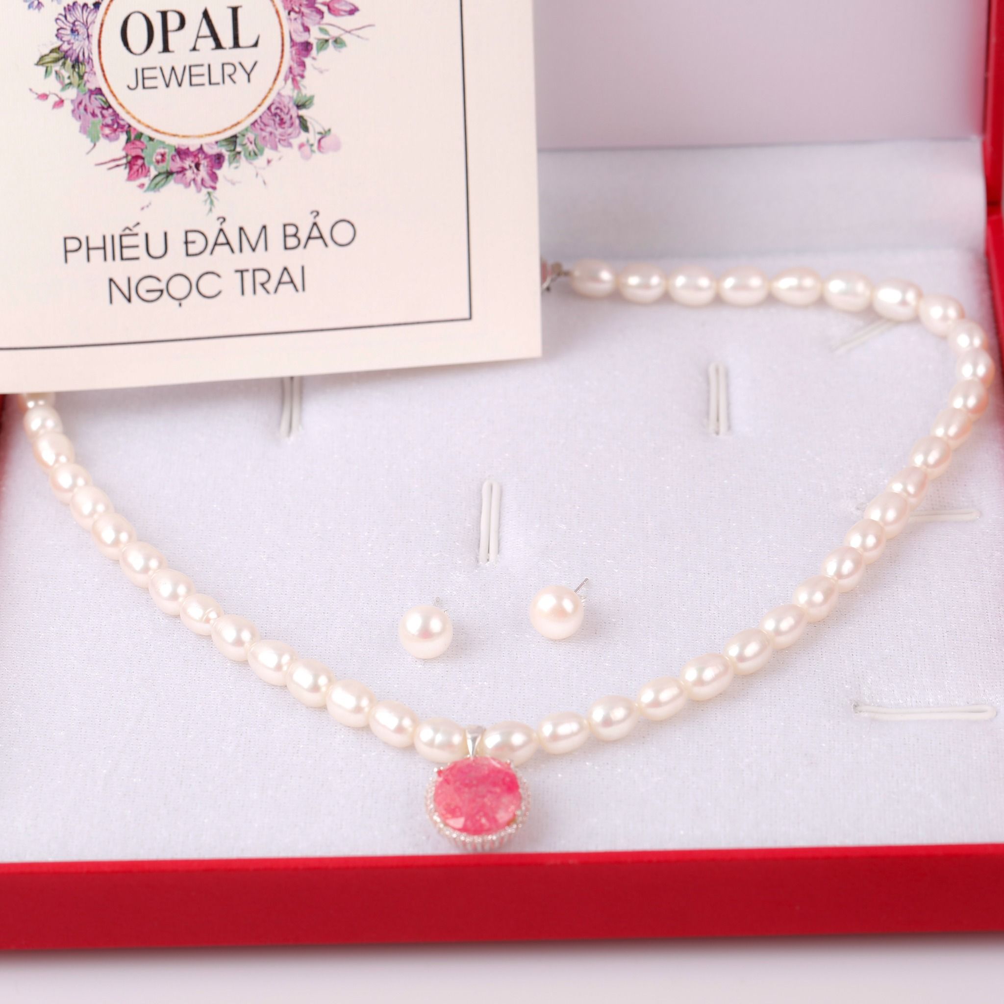  VÒNG CỔ VÀ HOA TAI NGỌC TRAI THƯƠNG HIỆU OPAL HT2 