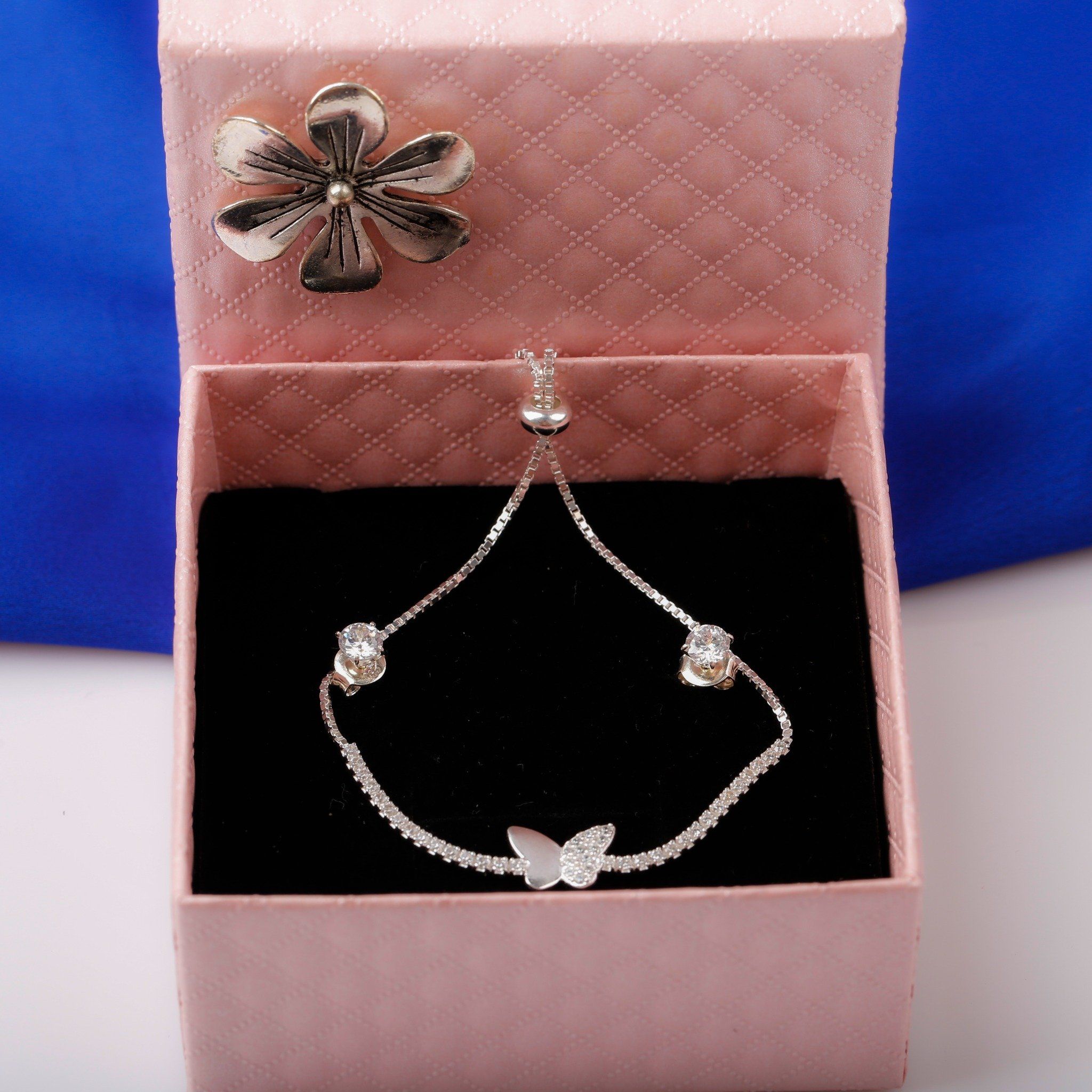 Lắc tay Bạc đính đá thiết kế mới phong cách trẻ trung thương hiệu Opal