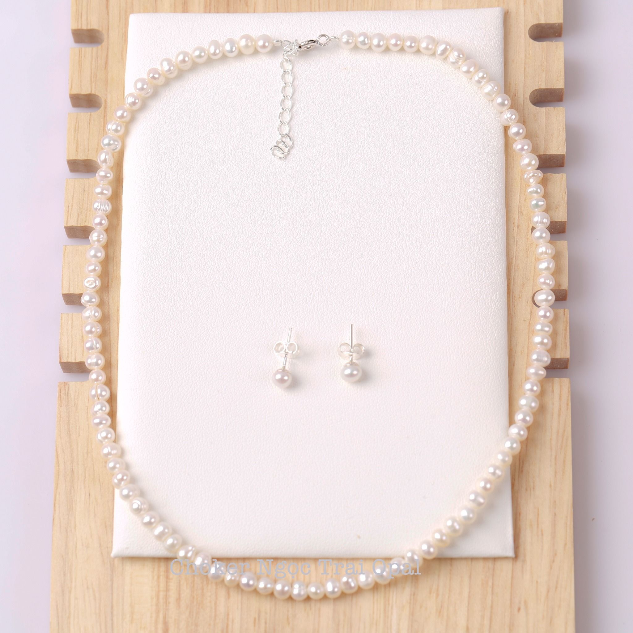 Vòng cổ Ngọc Trai Choker trẻ trung phong cách Châu âu thương hiệu Opal