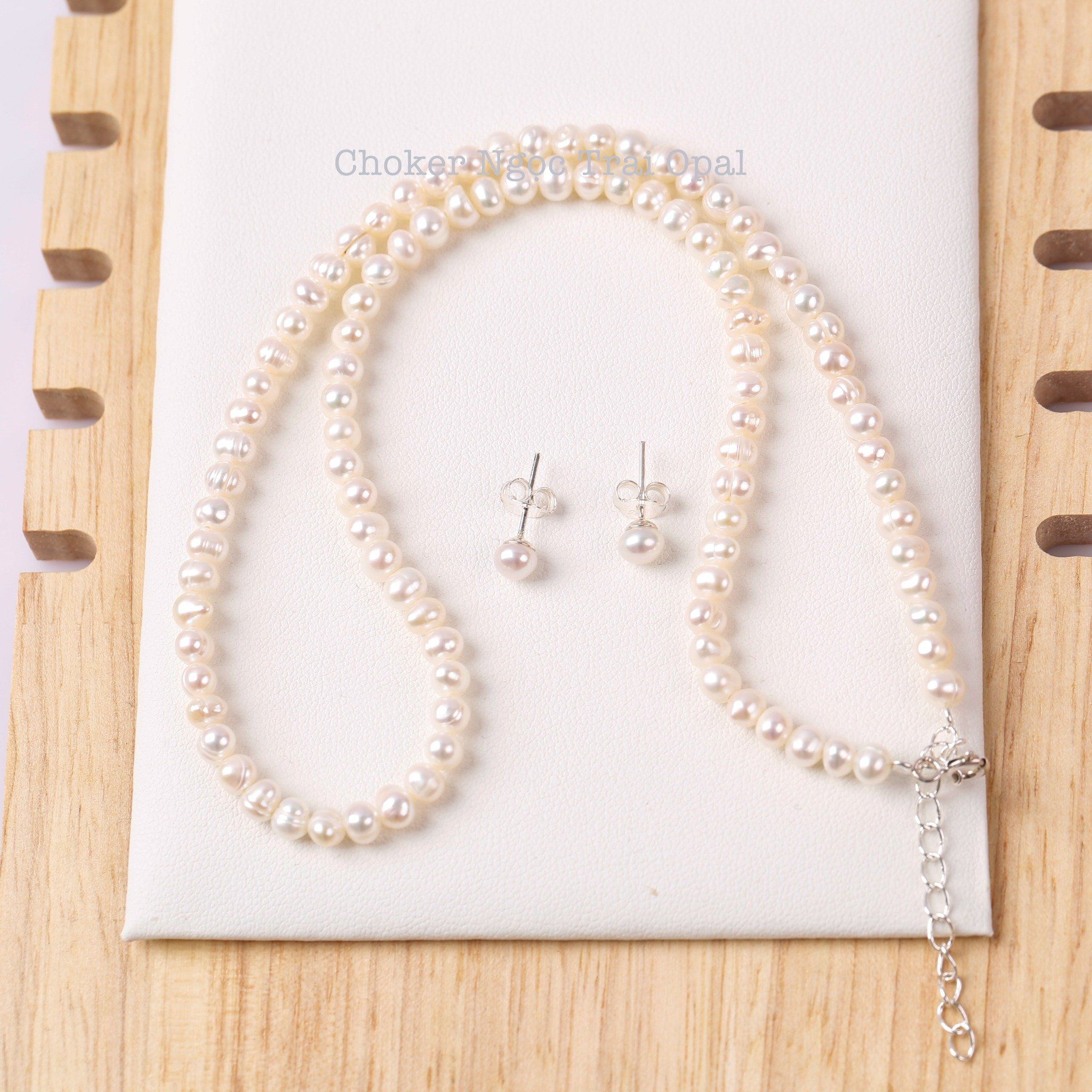 Vòng cổ Ngọc Trai Choker trẻ trung phong cách Châu âu thương hiệu Opal