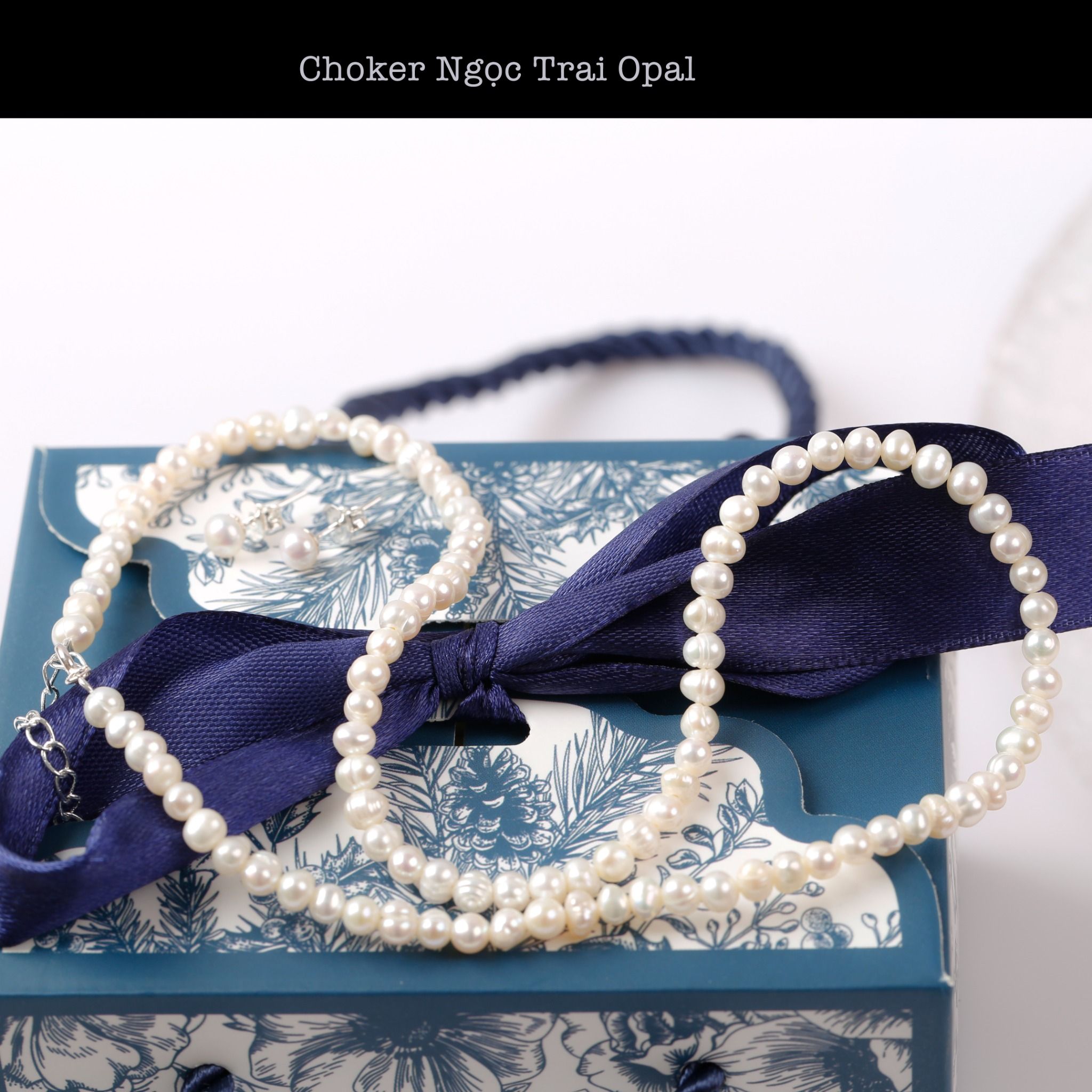  Vòng cổ Ngọc Trai Choker trẻ trung phong cách Châu âu thương hiệu Opal 