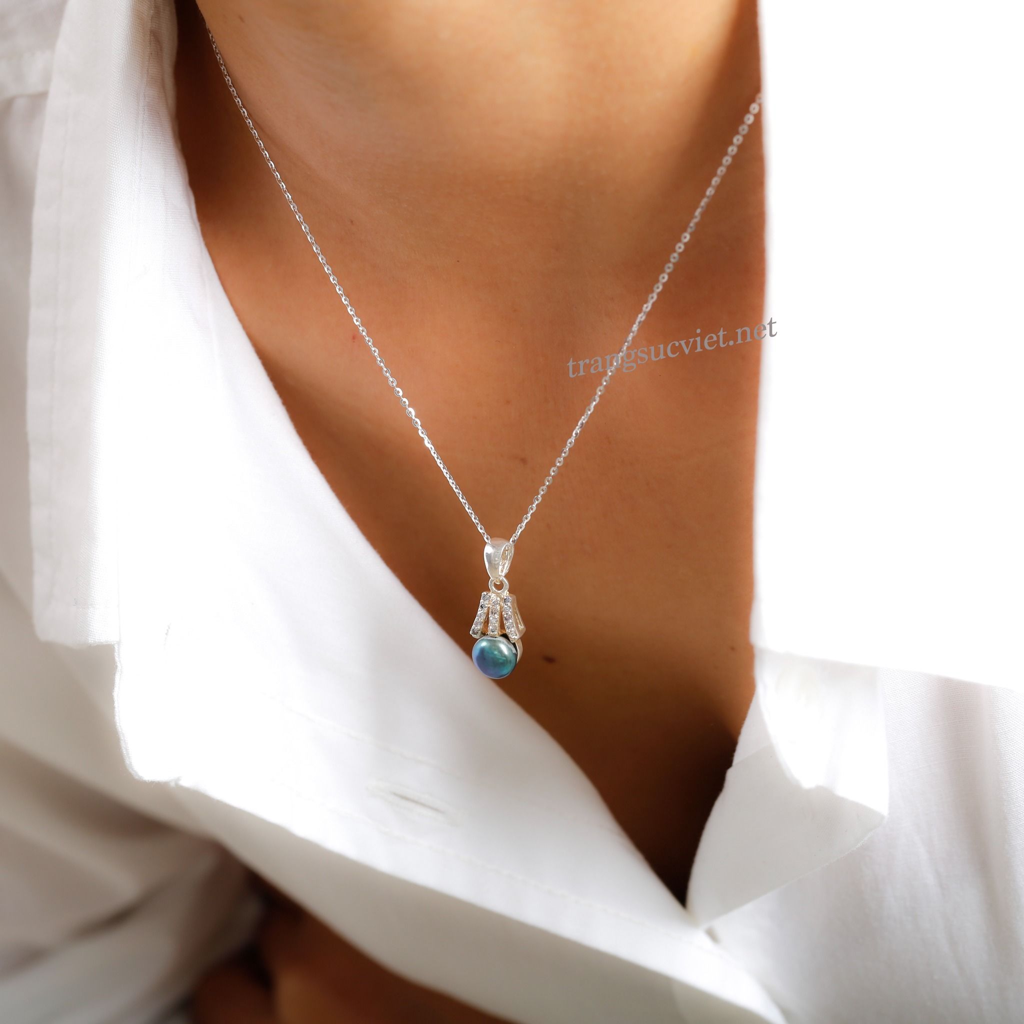Bộ sưu tập dây chuyền Bạc đính Ngọc Trai thương hiệu Opal