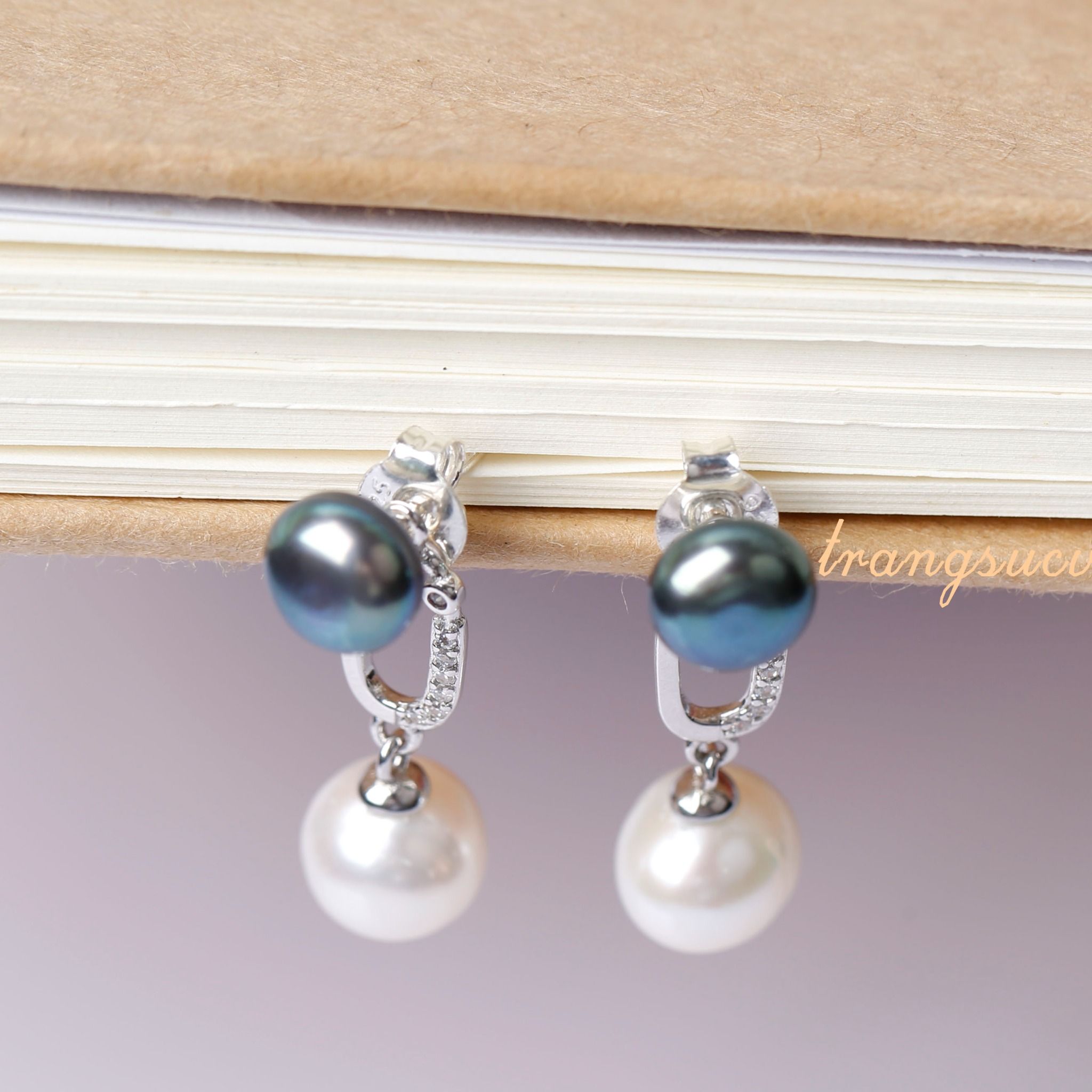 Hoa tai ngọc trai 2 trong 1 phong cách thời trang trẻ trung thương hiệu Opal